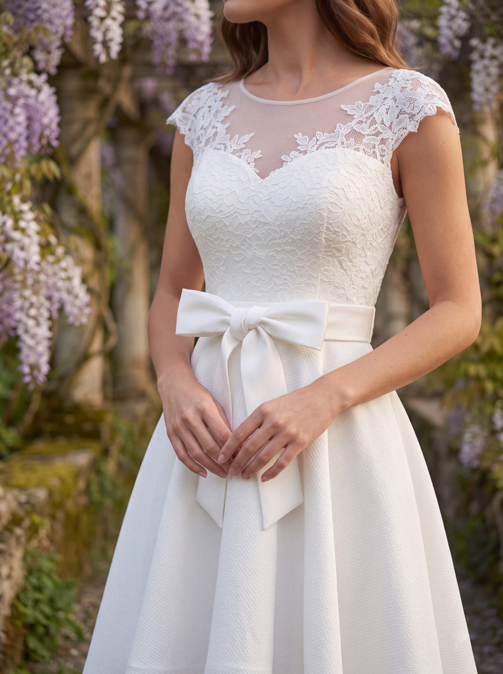 Ivory Lace High-Low Occasion Dress