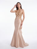 Champagne Satin Mermaid Evening Gown