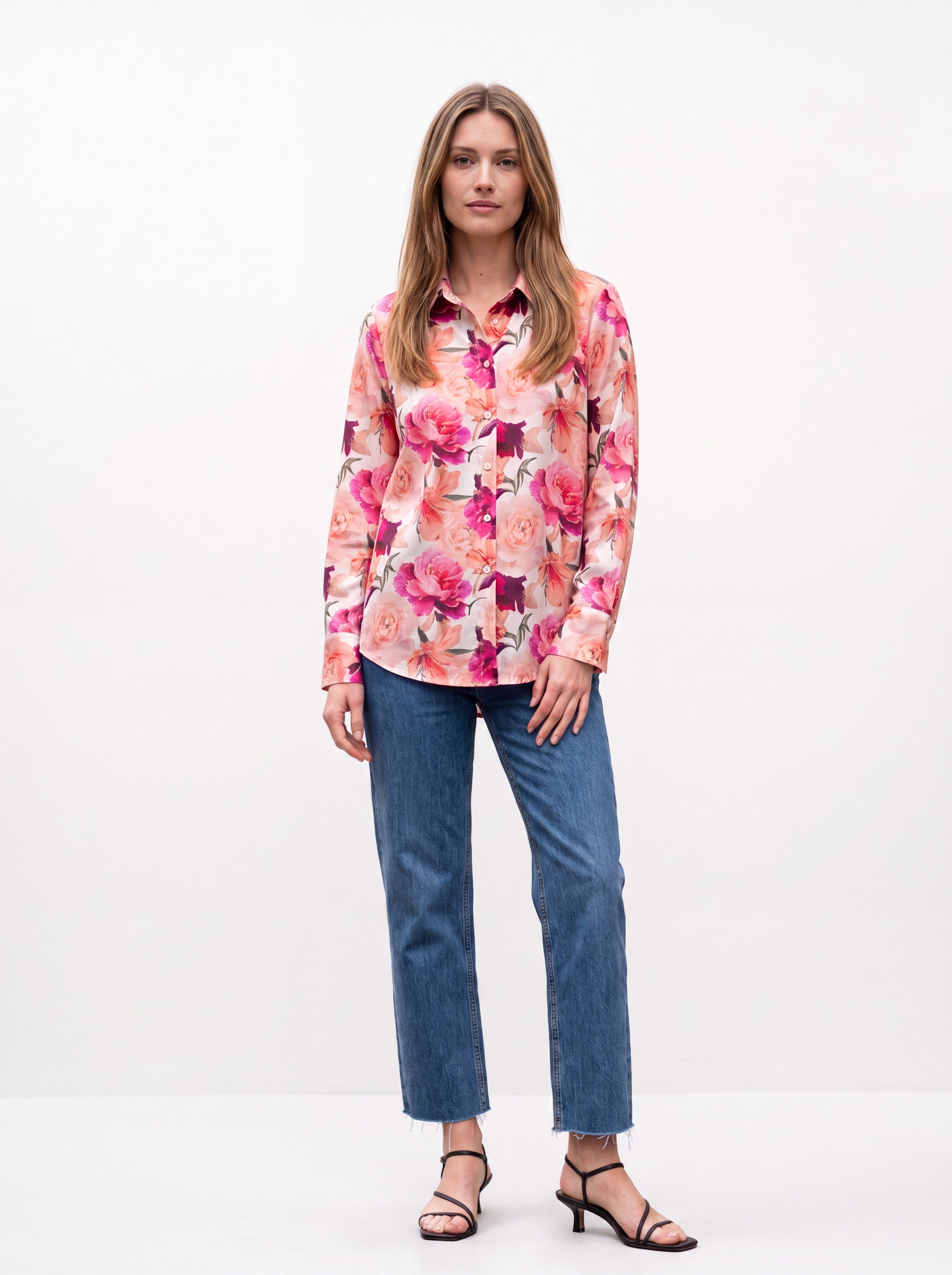 Women's Floral Print Satin Shirt | Premium European Designer Blouse