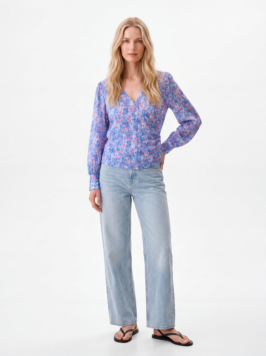 Women's Floral Wrap Top | Premium European Long Sleeve Blouse