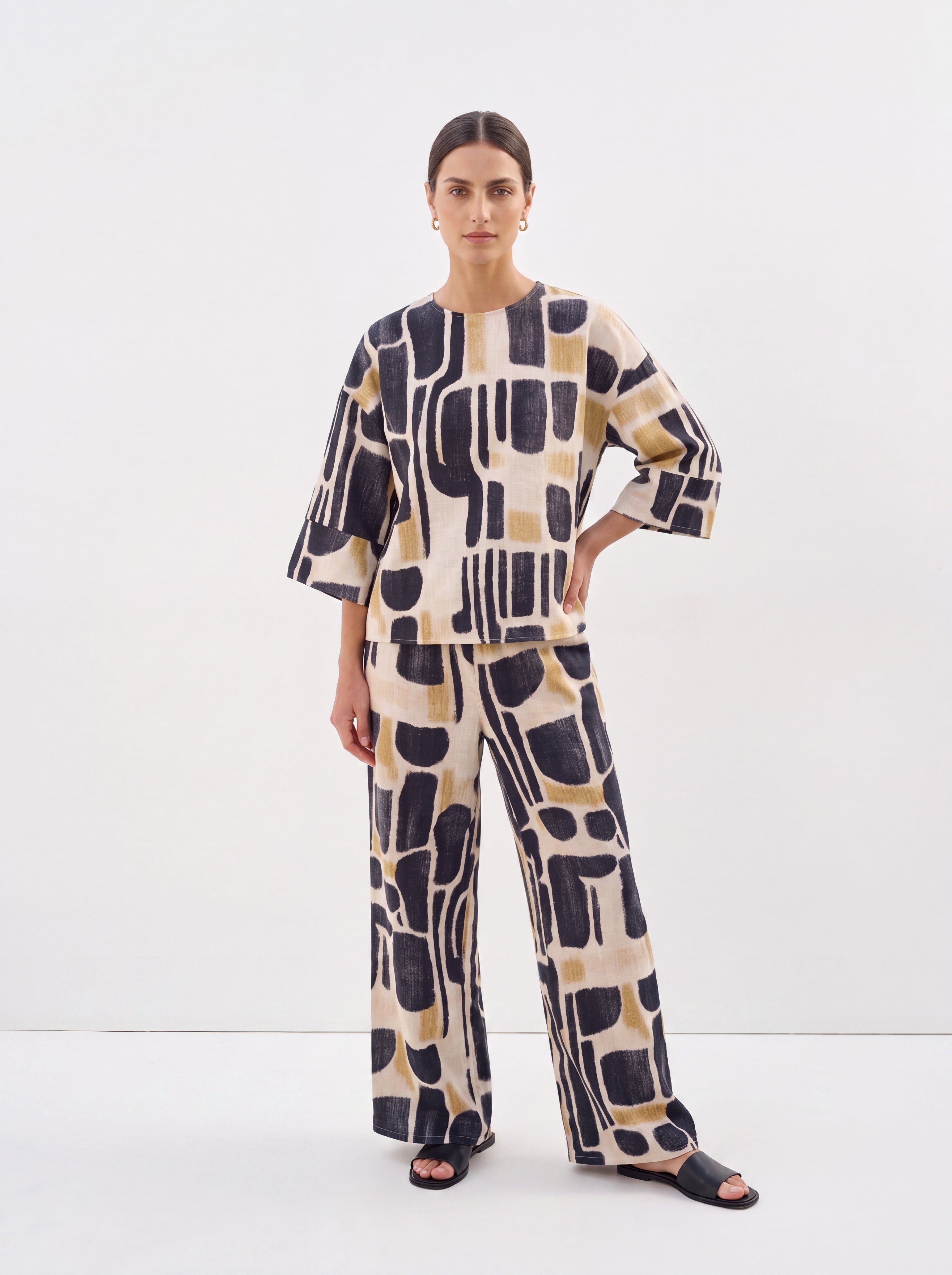 Women's Abstract Printed Co-Ord Top | Premium European Casual Top