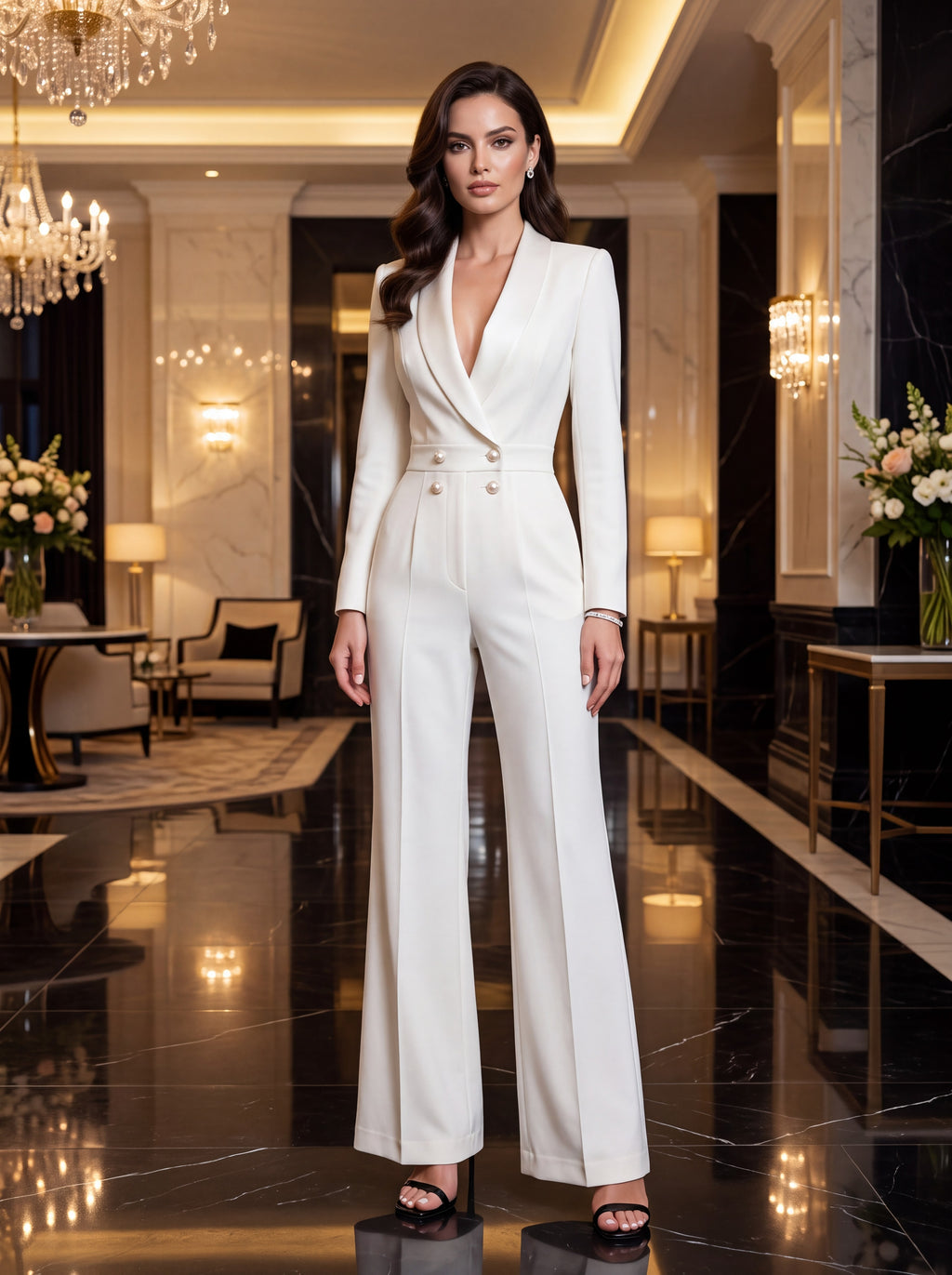 Ivory White Tailored Jumpsuit