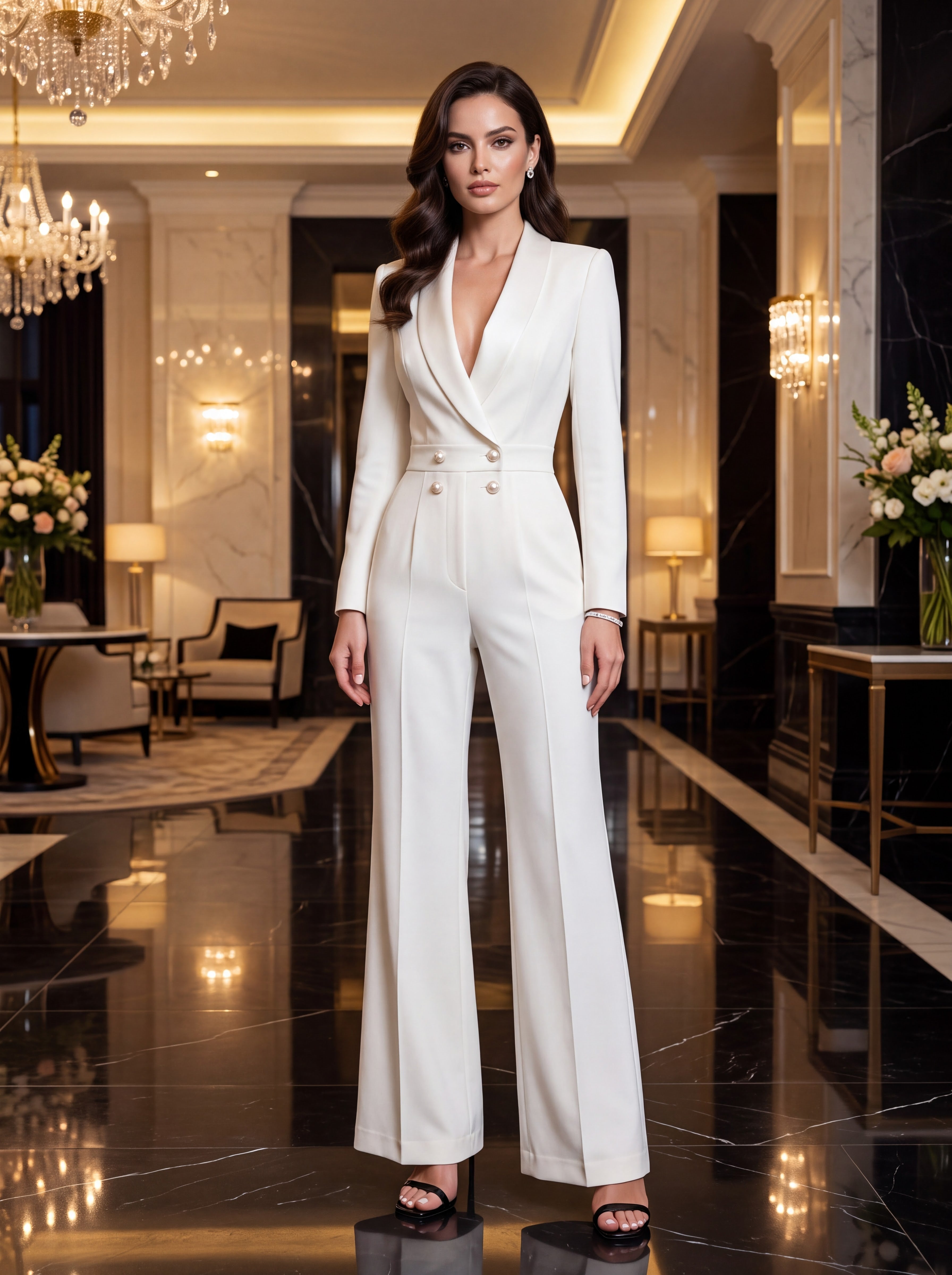Ivory White Tailored Jumpsuit