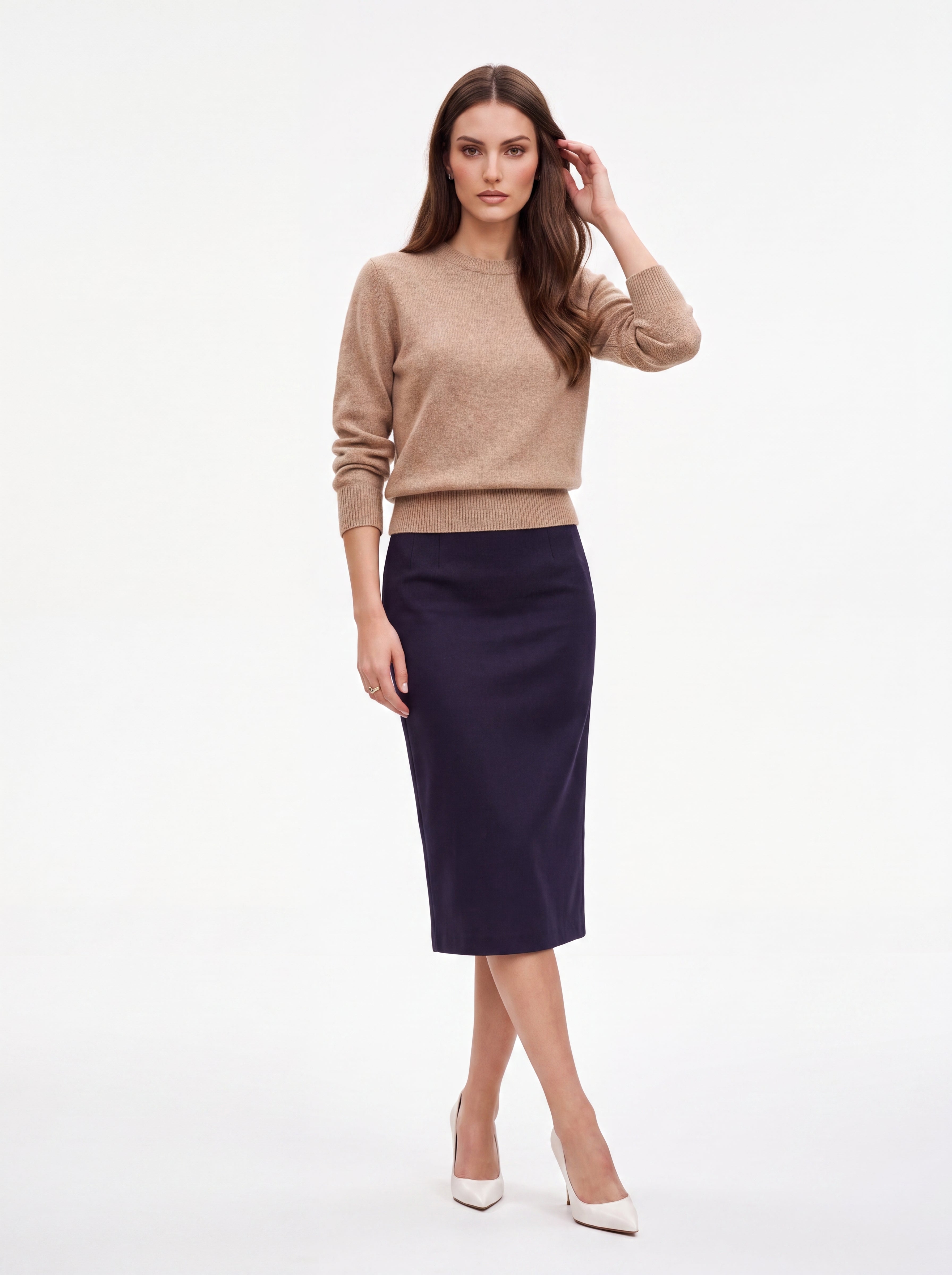Women's Midnight Navy Pencil Midi Skirt