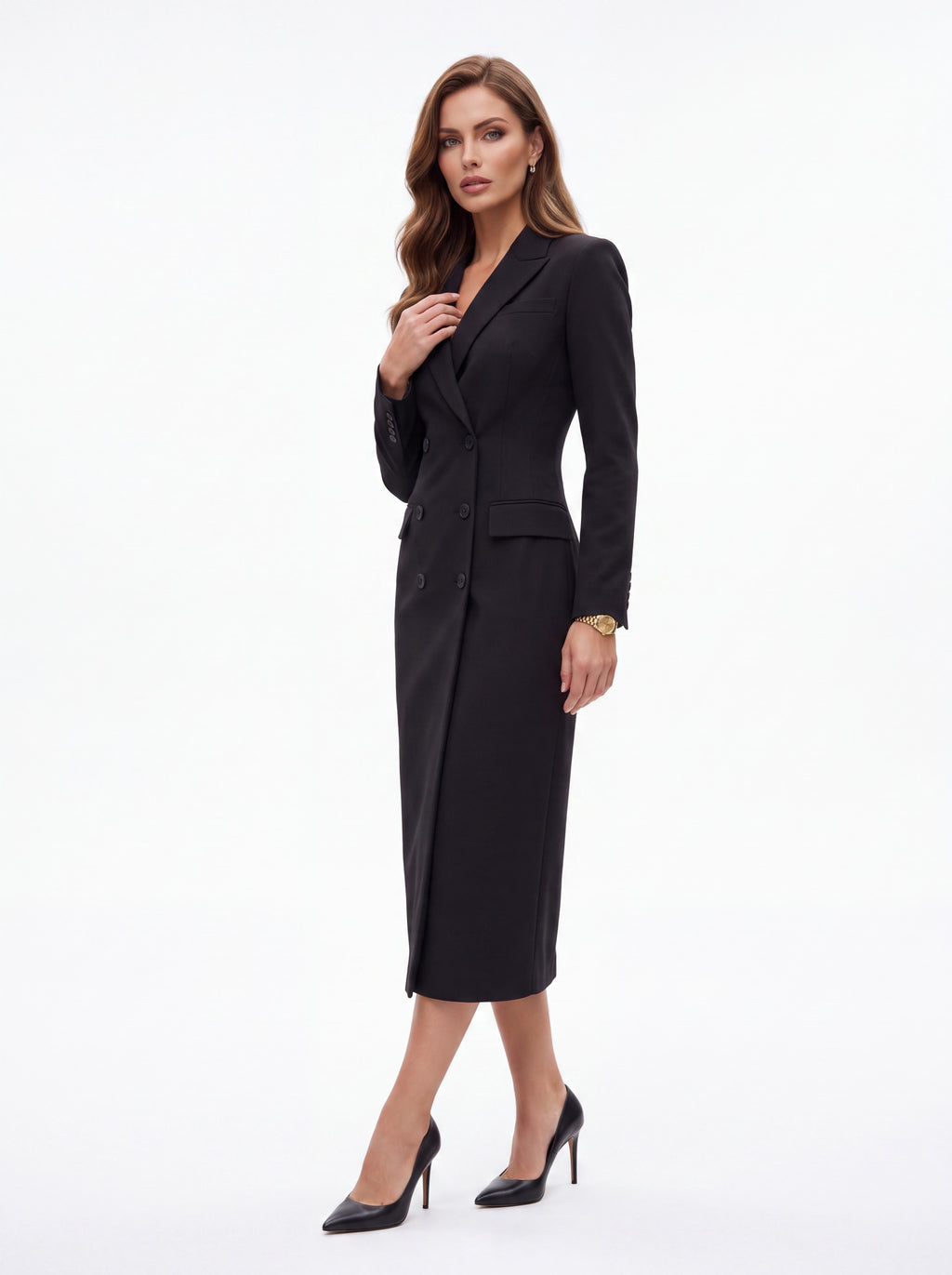 Black Tailored Blazer Midi Dress