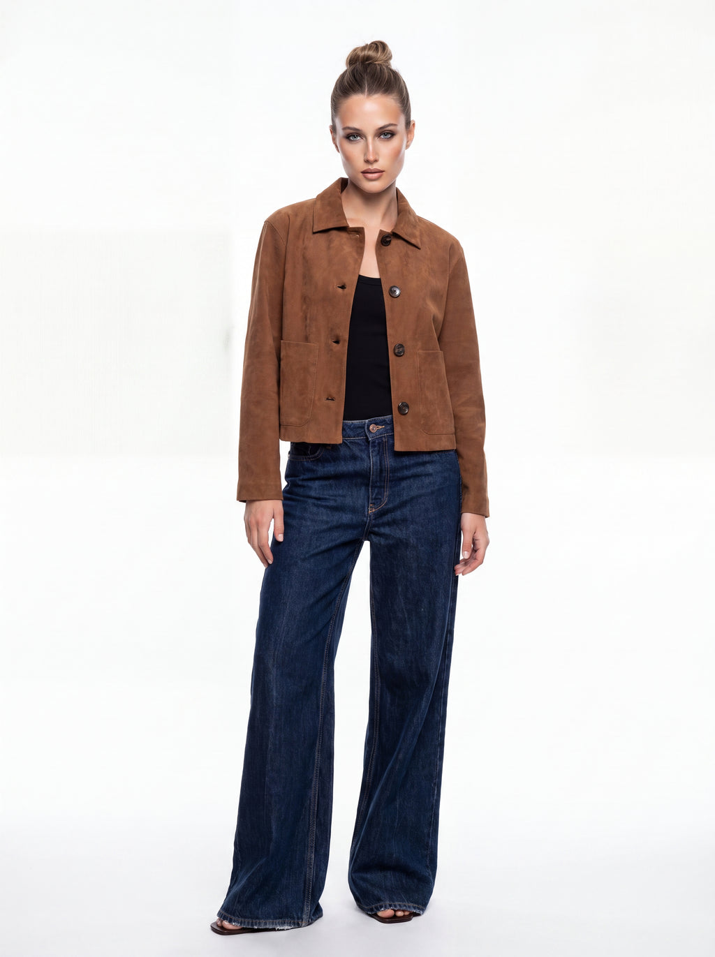 Women's Mocha Brown Premium Cropped Jacket