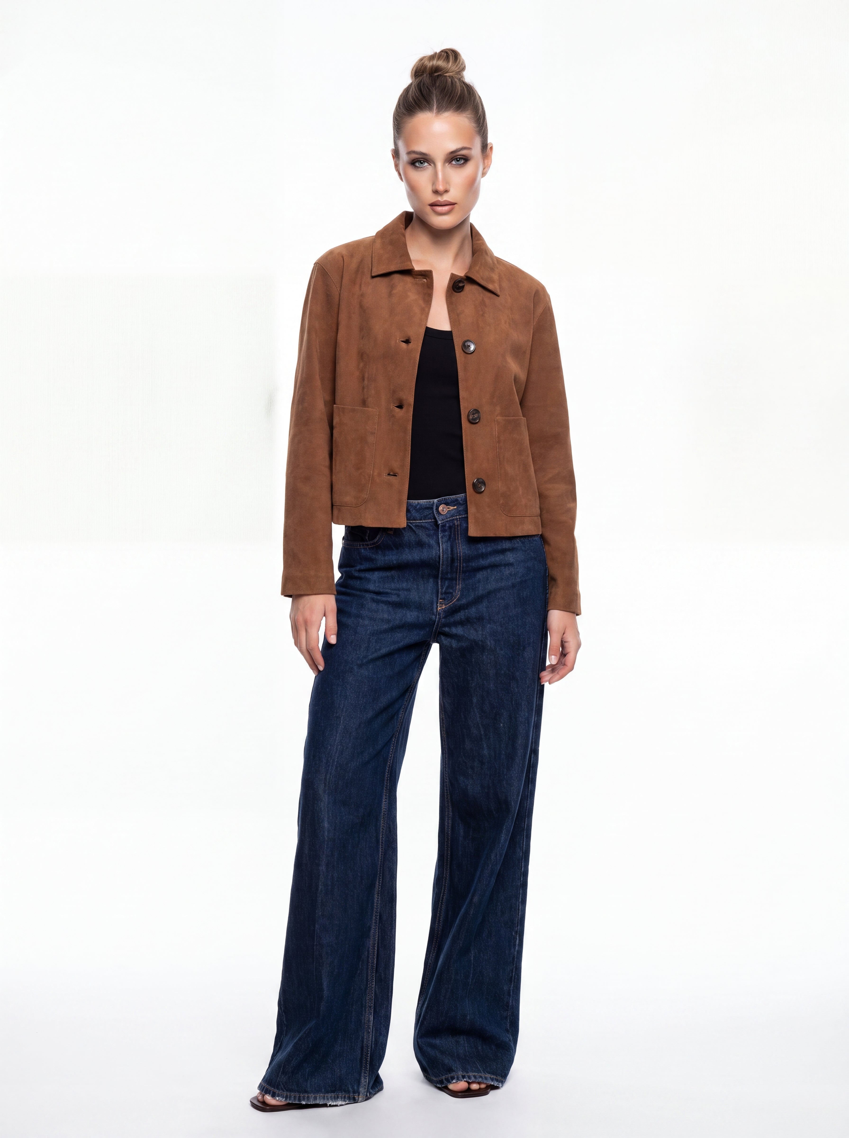 Women's Mocha Brown Premium Cropped Jacket