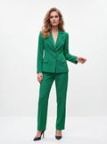 Women's Emerald Green High-Waisted Slim-Fit Tailored Trousers – Premium European Formal Office Pants