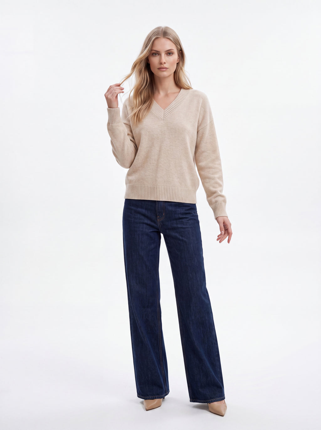 Women's V-Neck Knit top | Premium European Soft Knit Pullover