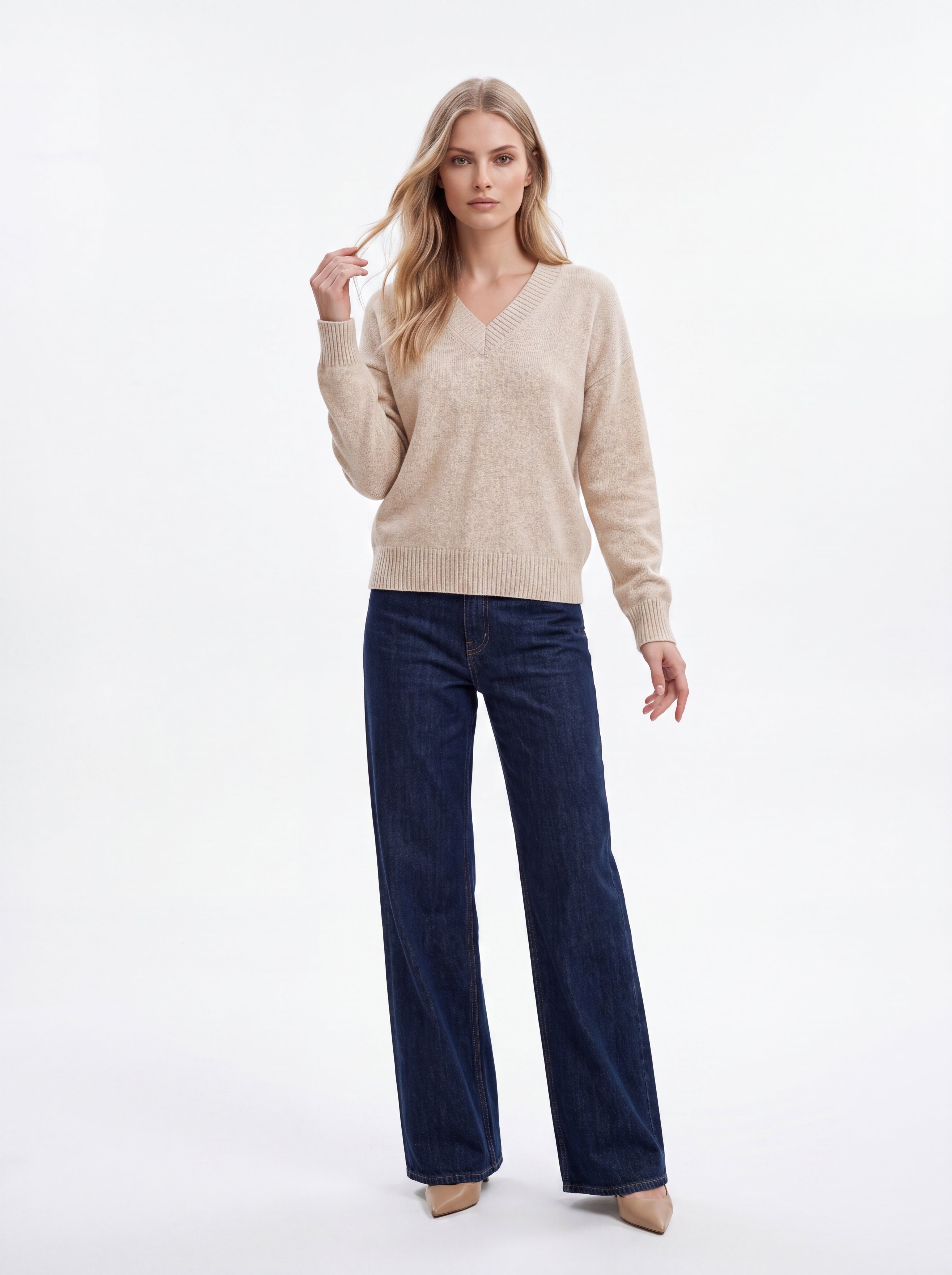 Women's V-Neck Knit top | Premium European Soft Knit Pullover