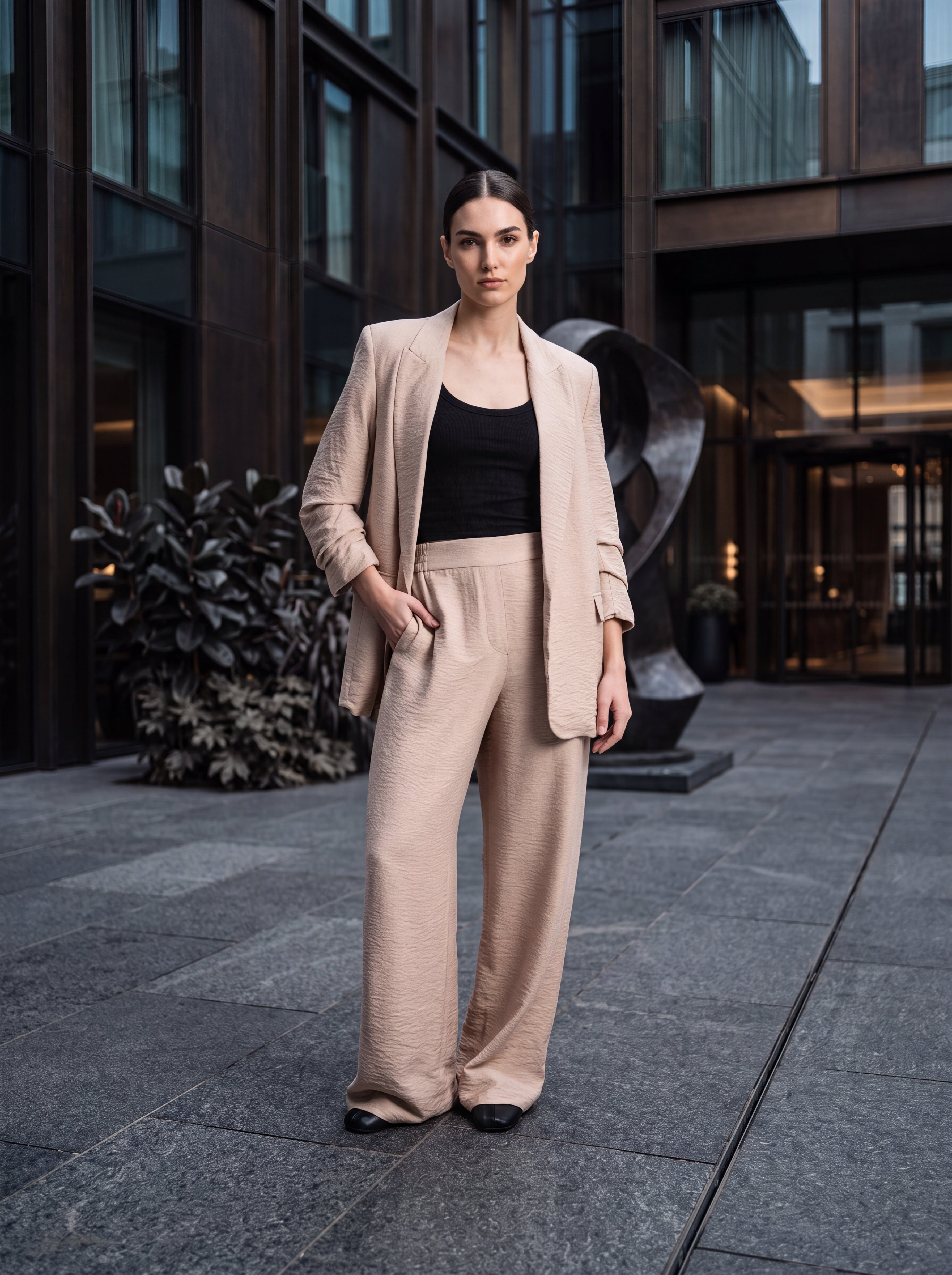 Women's Beige Premium Tailored Blazer | Elegant Office Wear Blazer