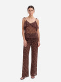 Women's Brown Polka Dot Ruffle Cami Top | Premium European Sleeveless Printed Blouse