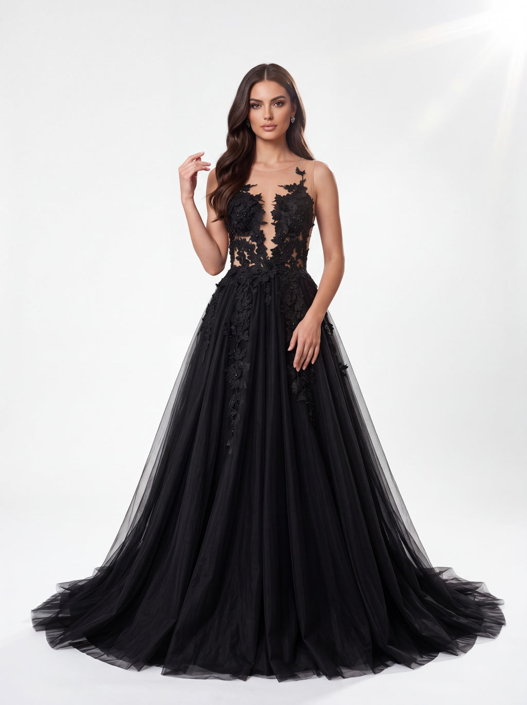 Black Lace Ball Gown