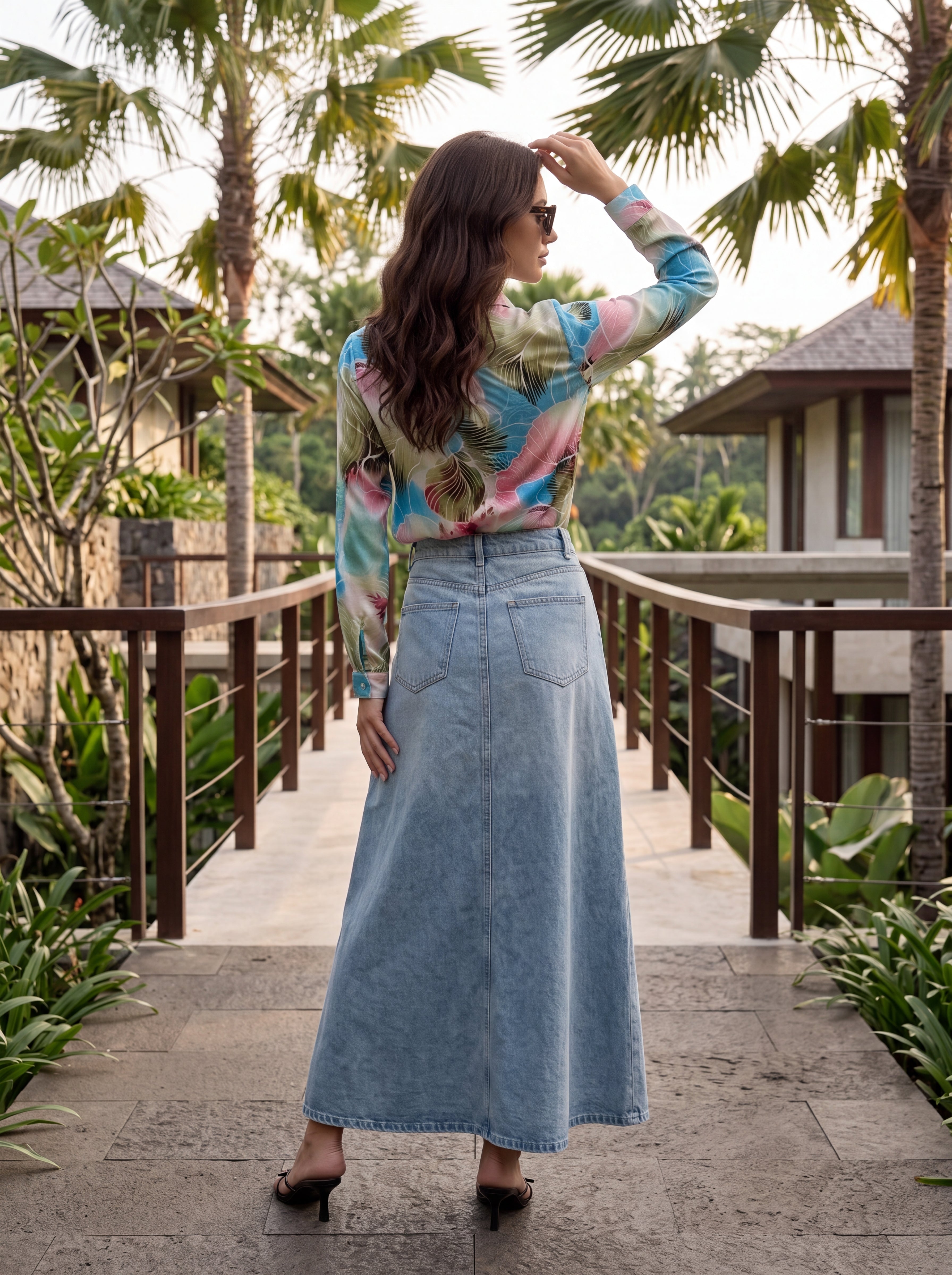 Women's Watercolor Floral Satin Shirt | Premium European Designer Blouse