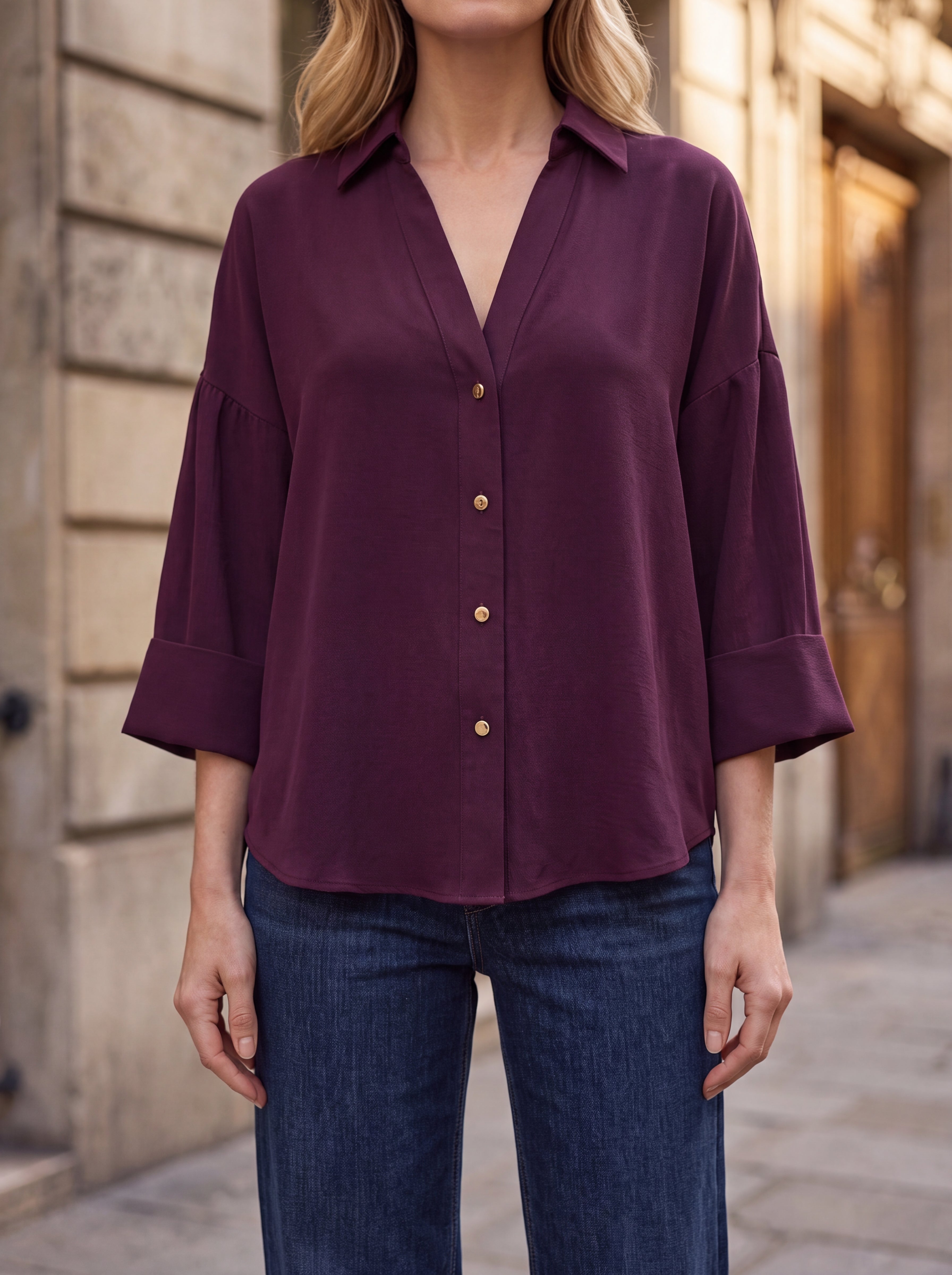 Women's Plum Relaxed Fit Shirt | Elegant Button-Down shirt