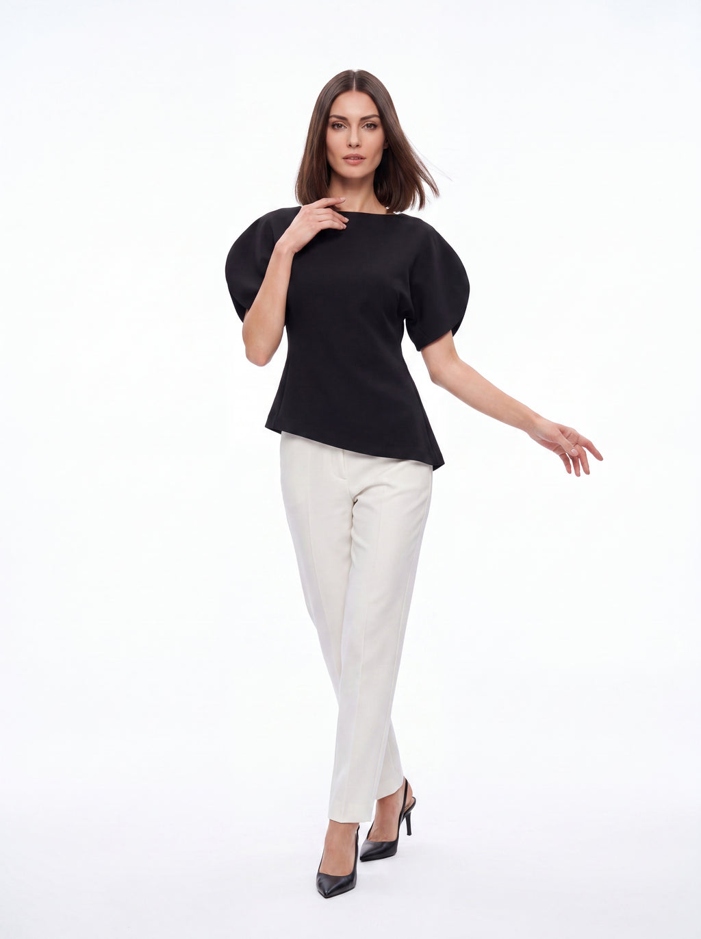 Woman's Black Puff Sleeve Top | Premium European Women's Elegant Top