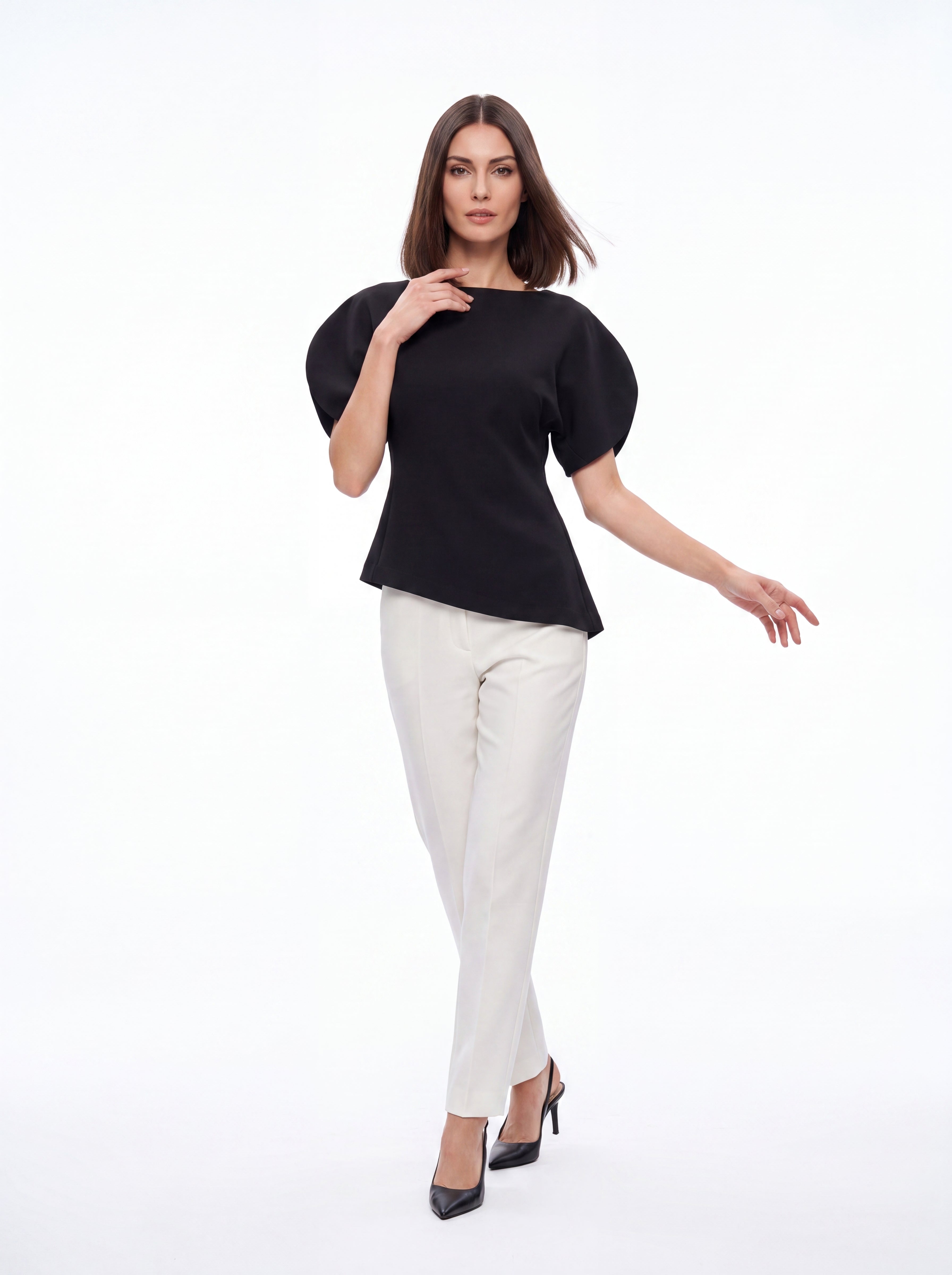 Woman's Black Puff Sleeve Top | Premium European Women's Elegant Top