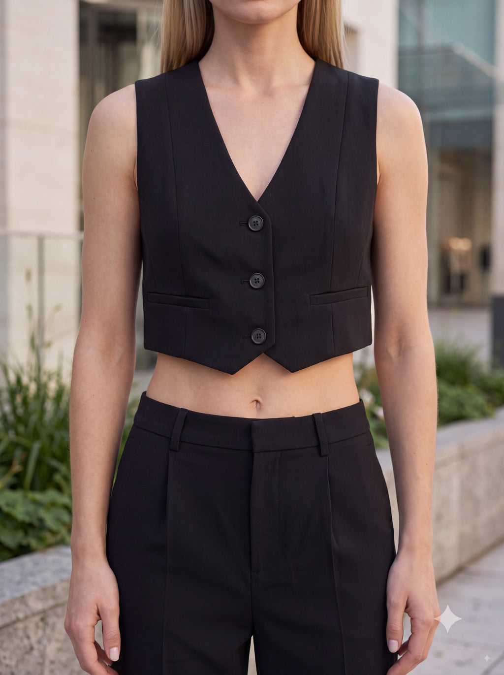 Women's Black Pair Collection | Premium European Women's Waistcoat & Wide-Leg Trouser Pair