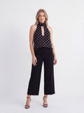 Women's Black Polka Dot Halter Neck Top | Premium European Women's Sleeveless Blouse