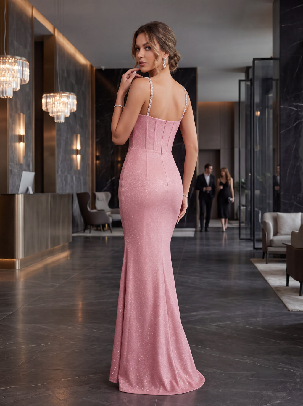 Blush Pink Mermaid Evening Gown
