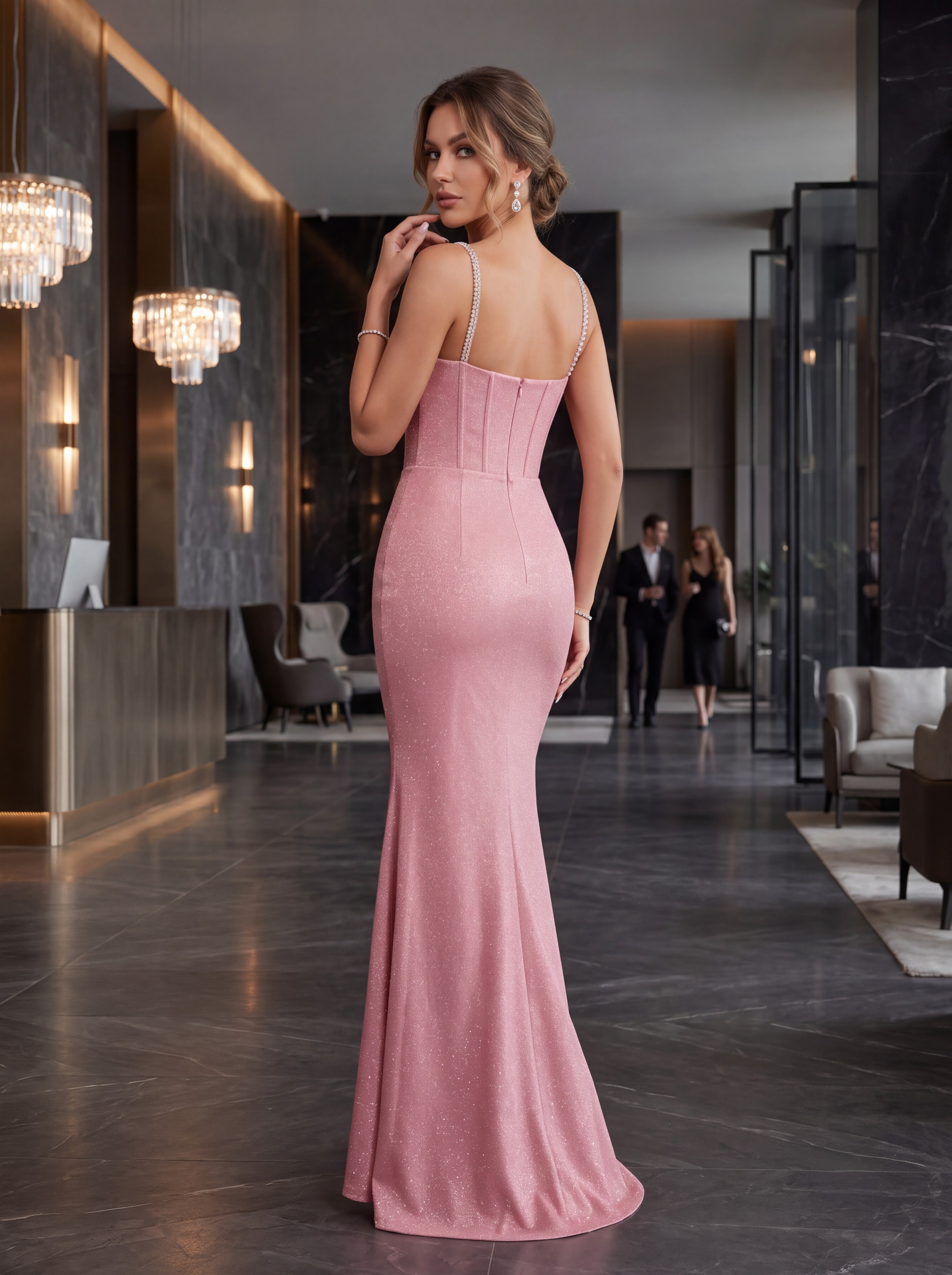 Blush Pink Mermaid Evening Gown