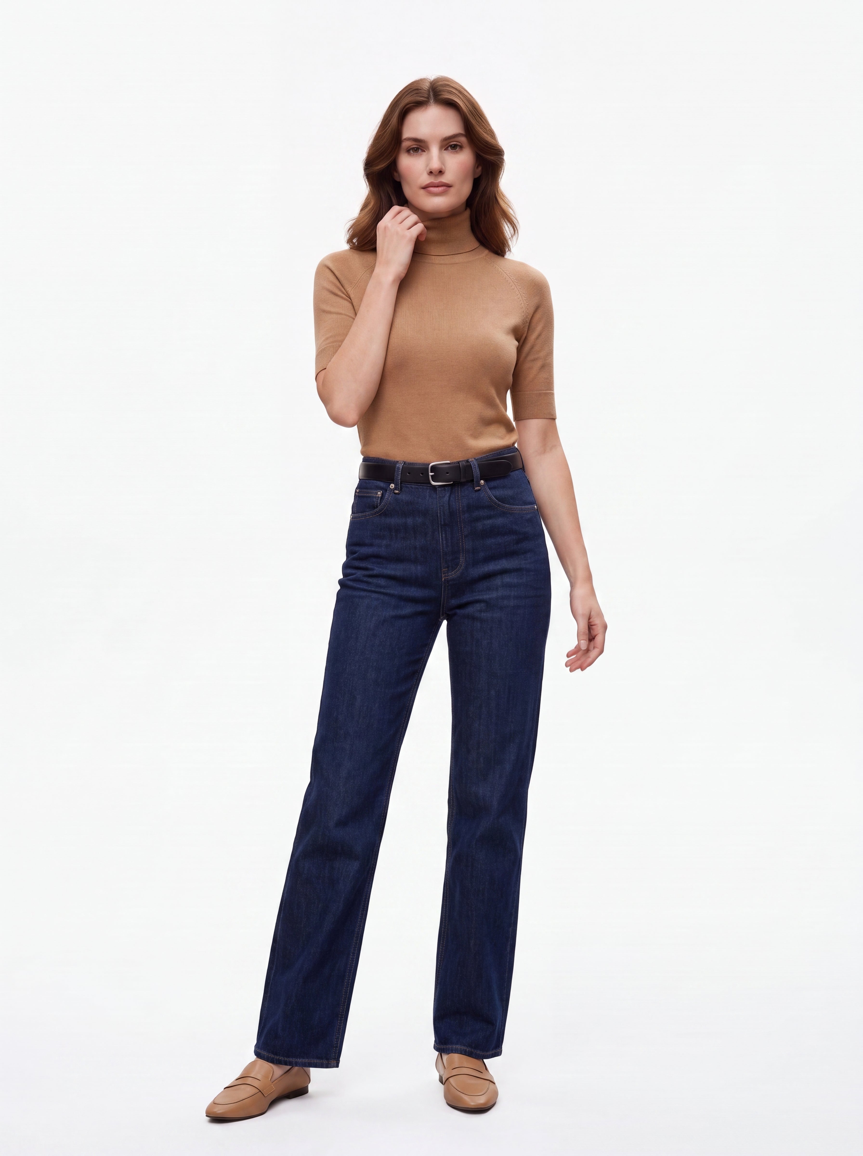 Women's Mock Neck Knit Top | Premium European Short Sleeve top