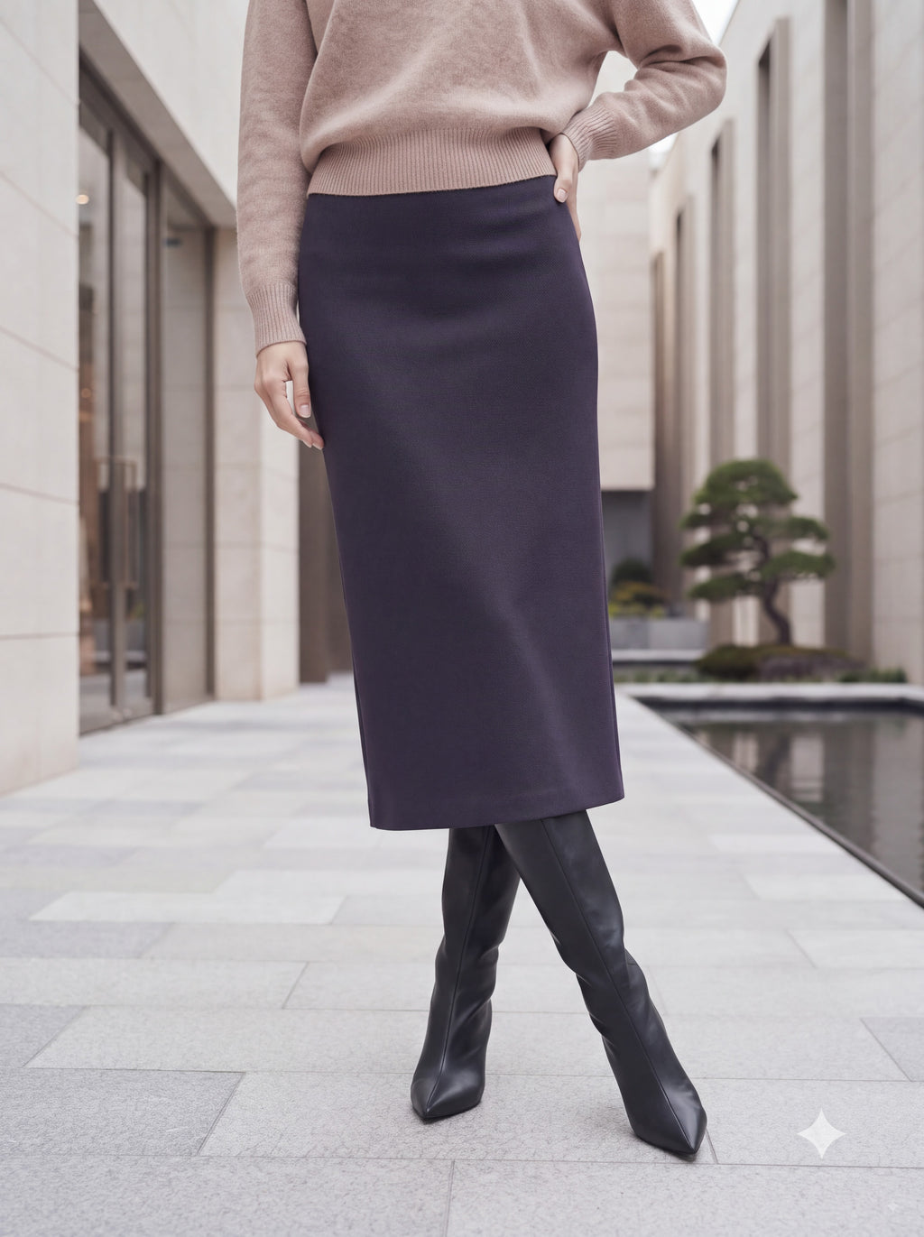 Women's Neutral Knit & Midi Skirt Pair Collection | Premium European Women's Elegant Pair
