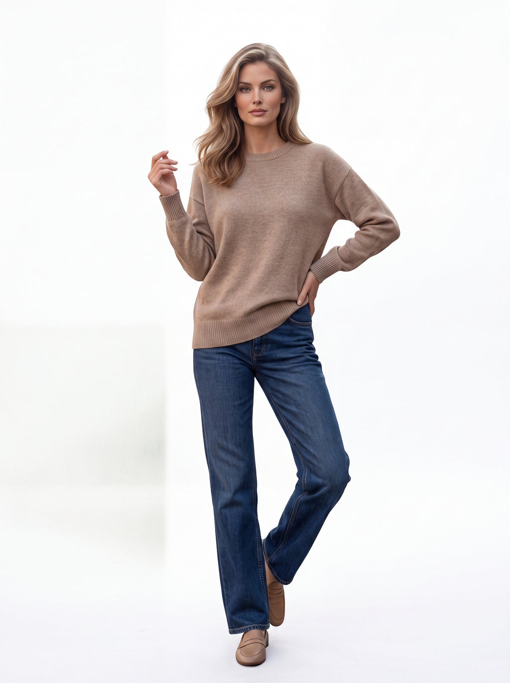 Women's Crew Neck Knit top | Premium European Soft Knit Pullover