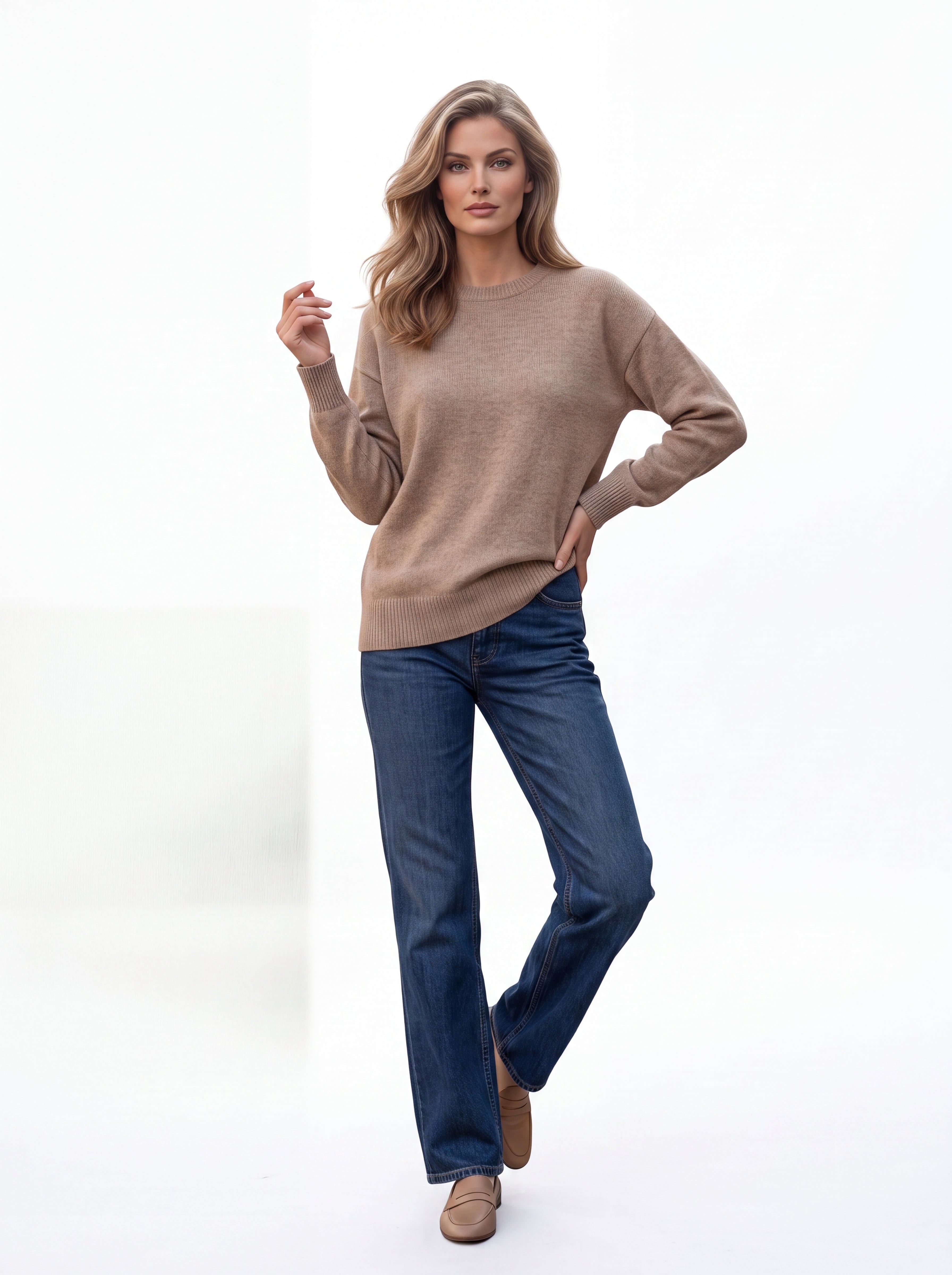 Women's Crew Neck Knit top | Premium European Soft Knit Pullover
