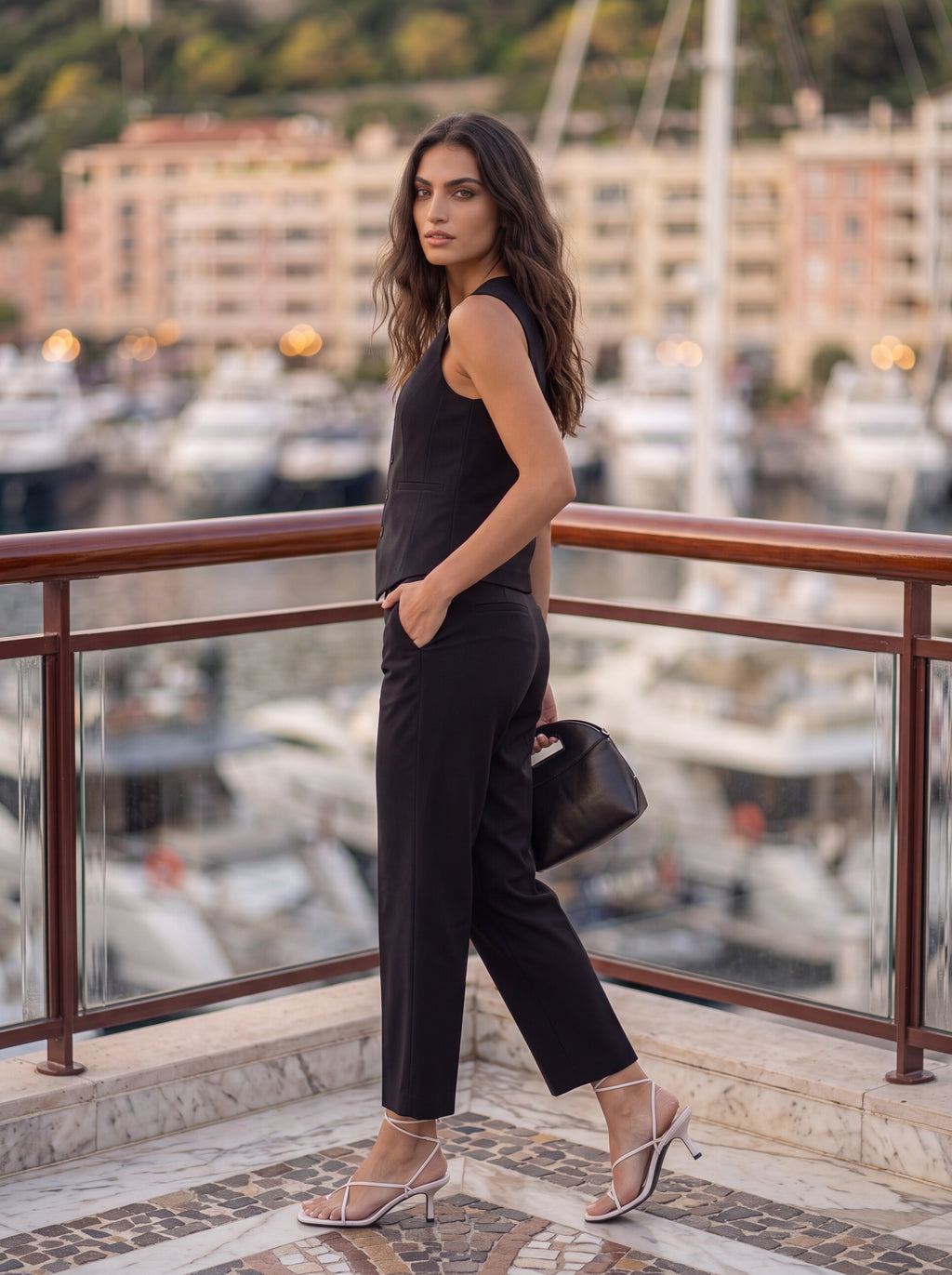 Women's Black Cropped Tailored Trousers – Premium European Slim Fit Formal Pants