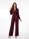 Burgundy Wrap Belted Jumpsuit