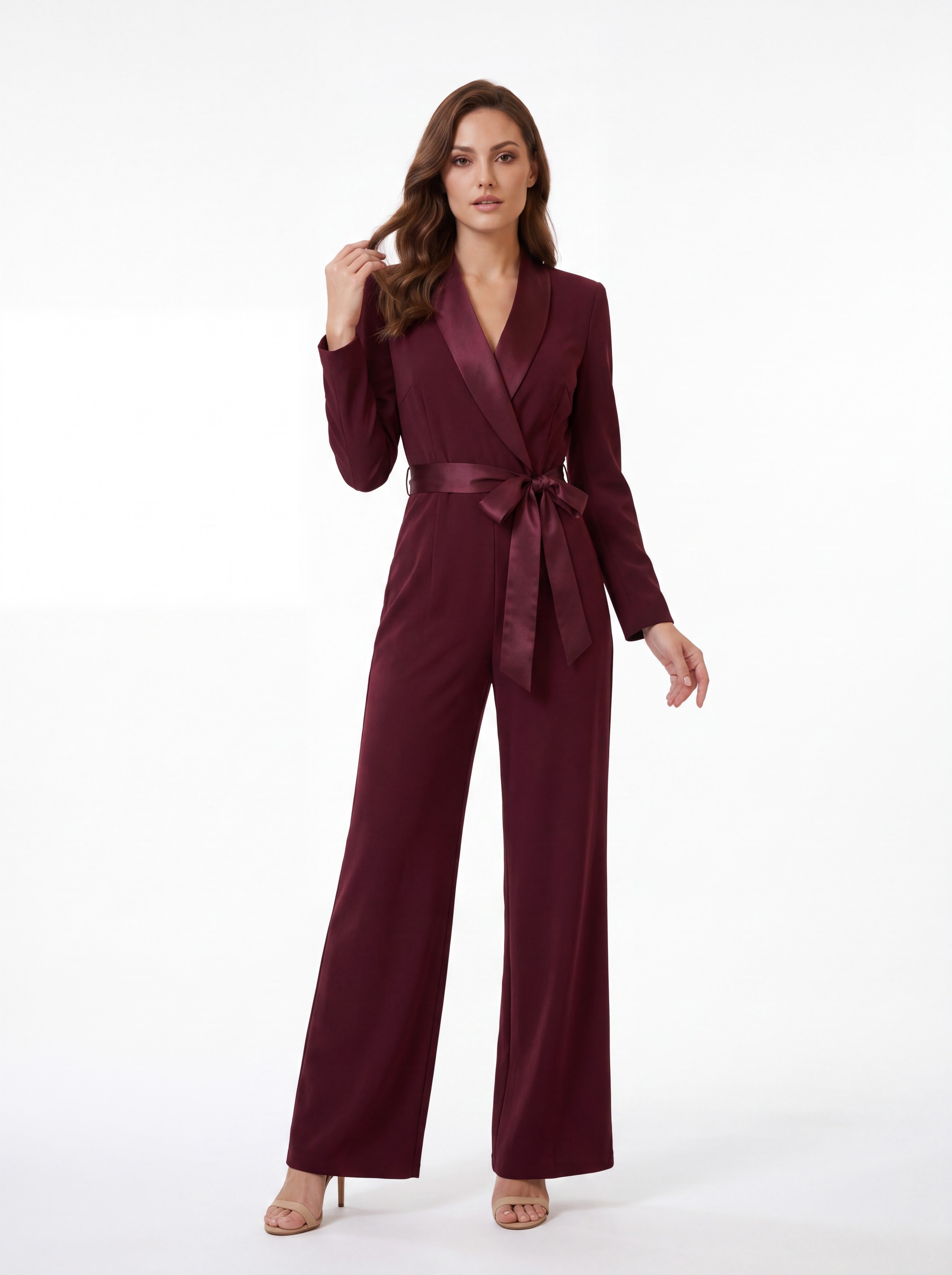 Burgundy Wrap Belted Jumpsuit