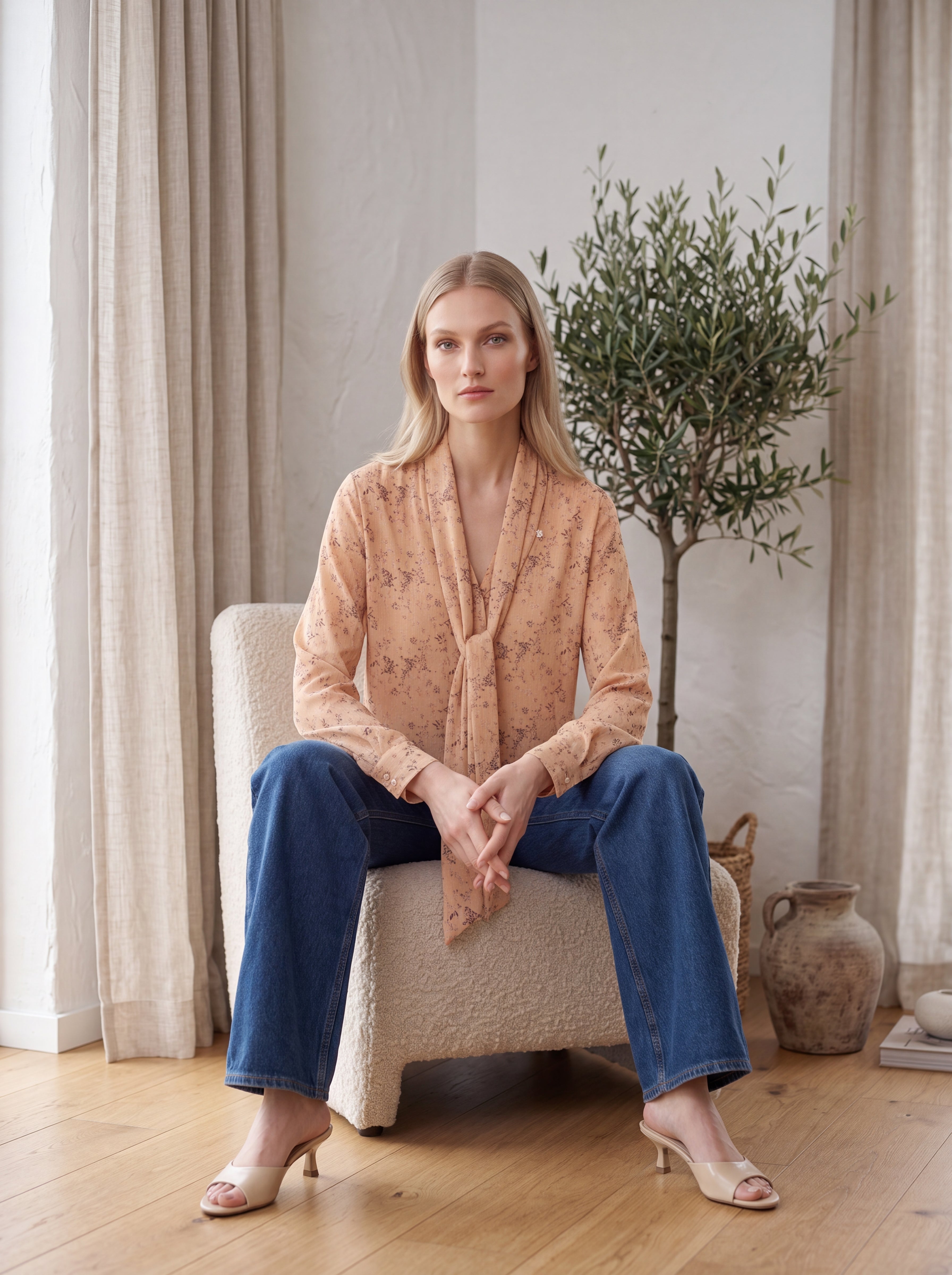 Women's Floral Tie-Neck Blouse | Premium European Women's Printed Top