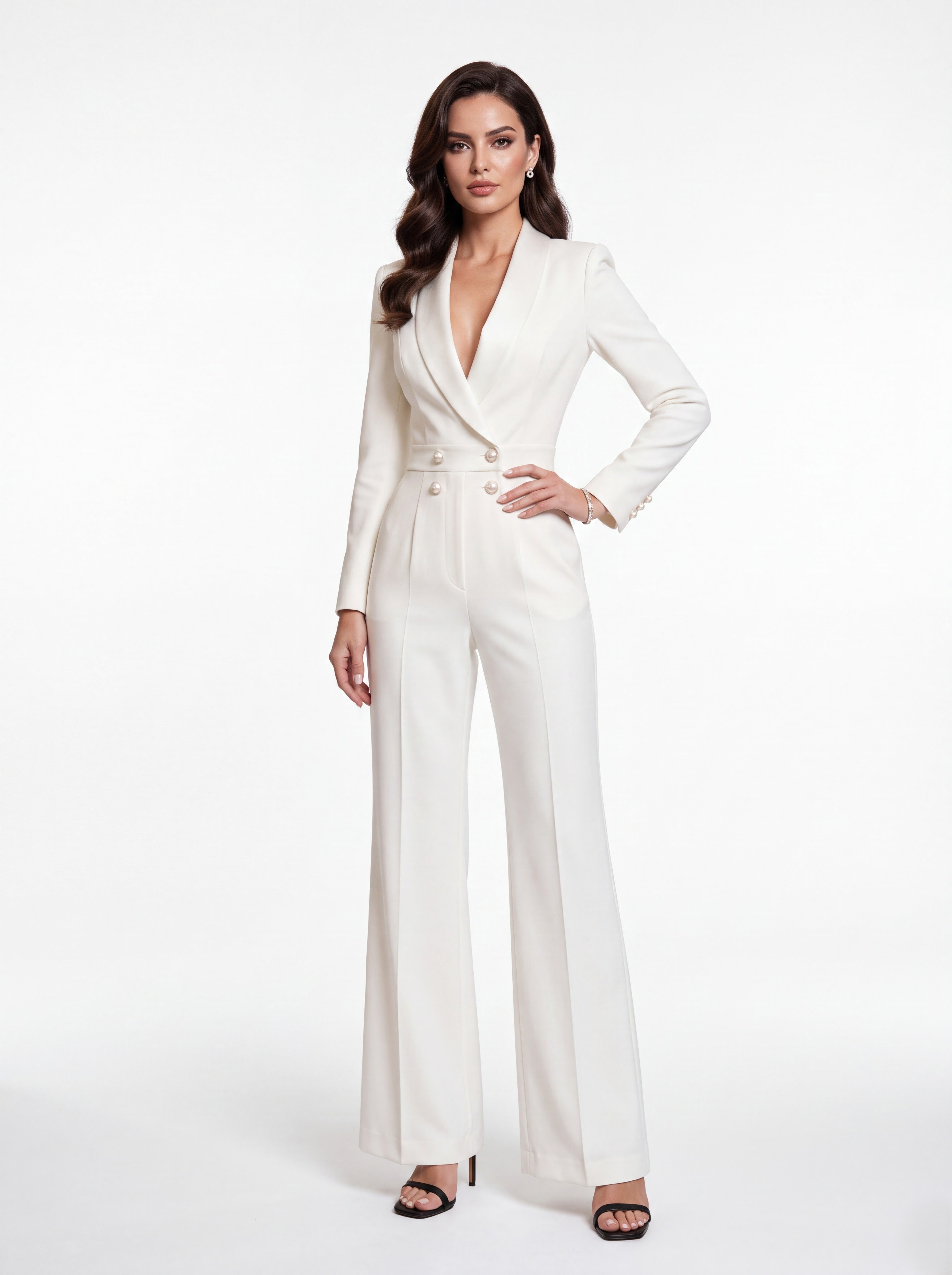 Ivory White Tailored Jumpsuit