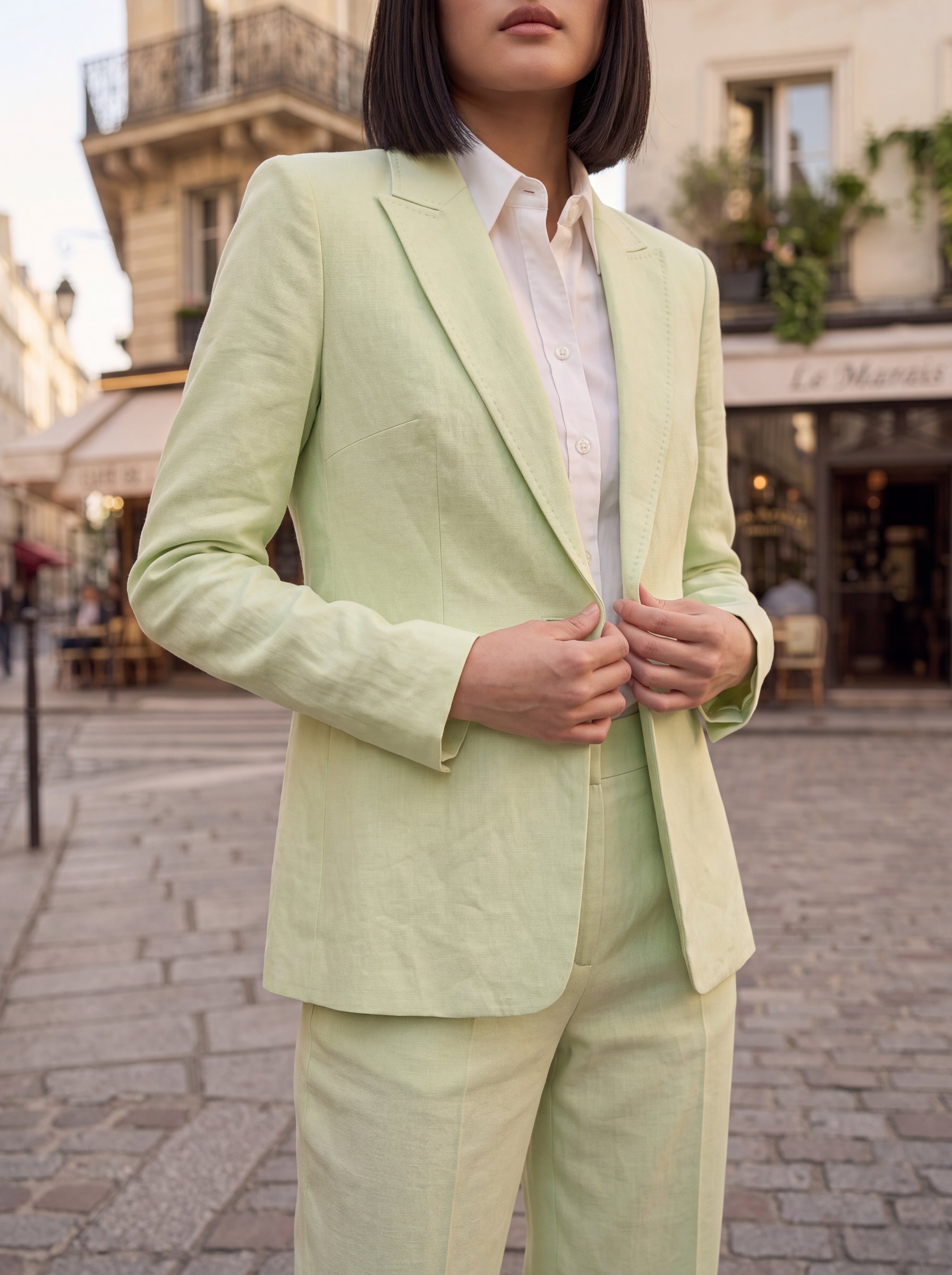 Women's Pastel Lime Green Premium Tailored Blazer | Formal Office Wear Blazer
