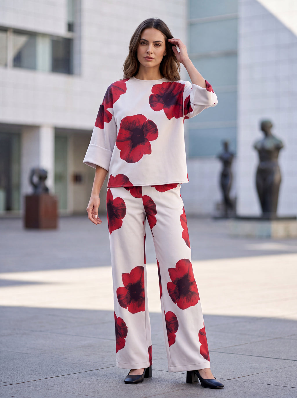 Women's Floral Print Top | Premium European Three-Quarter Sleeve Top