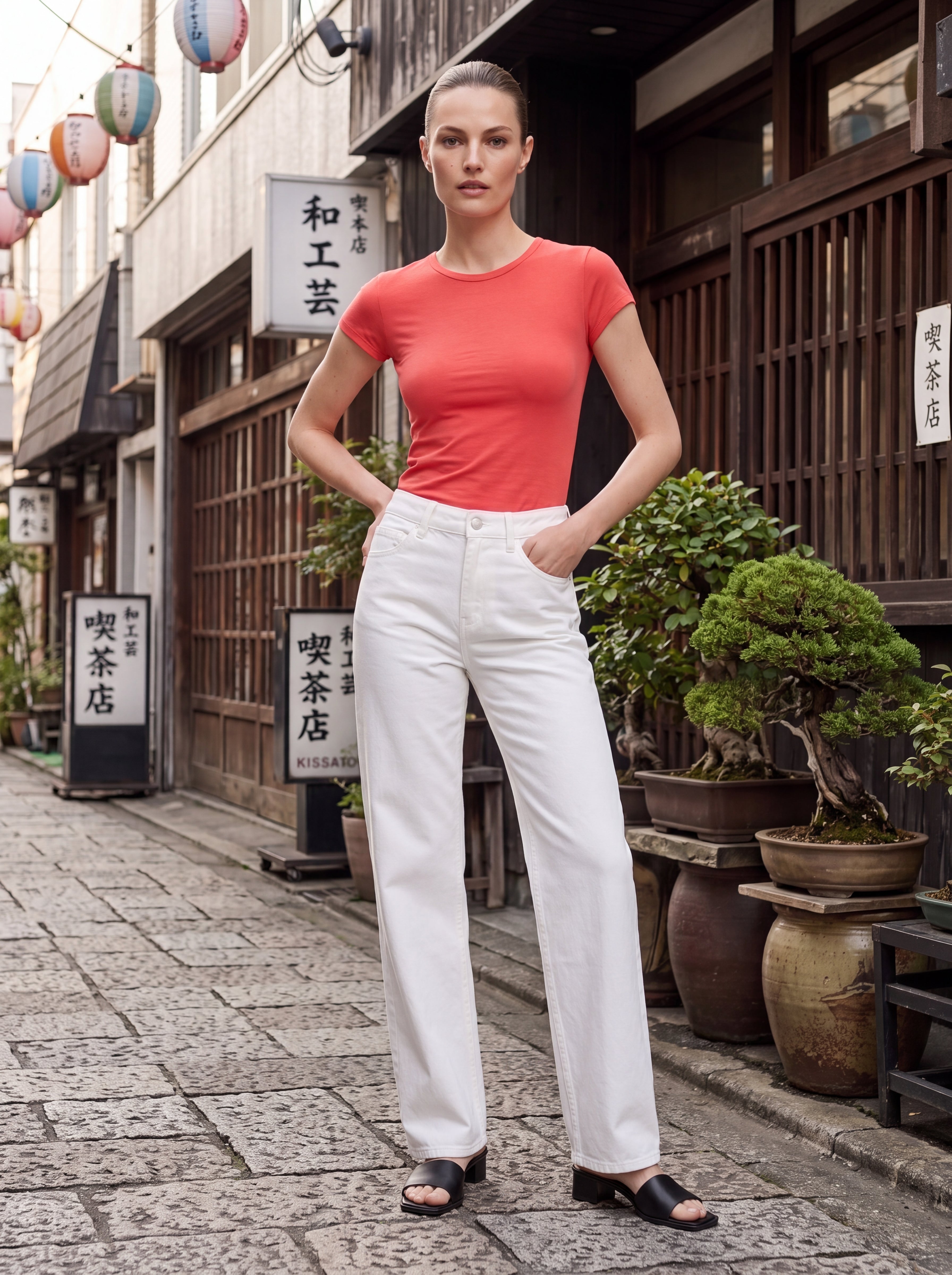 Women's Coral Crew Neck Fitted T-Shirt – Premium European Everyday Essential
