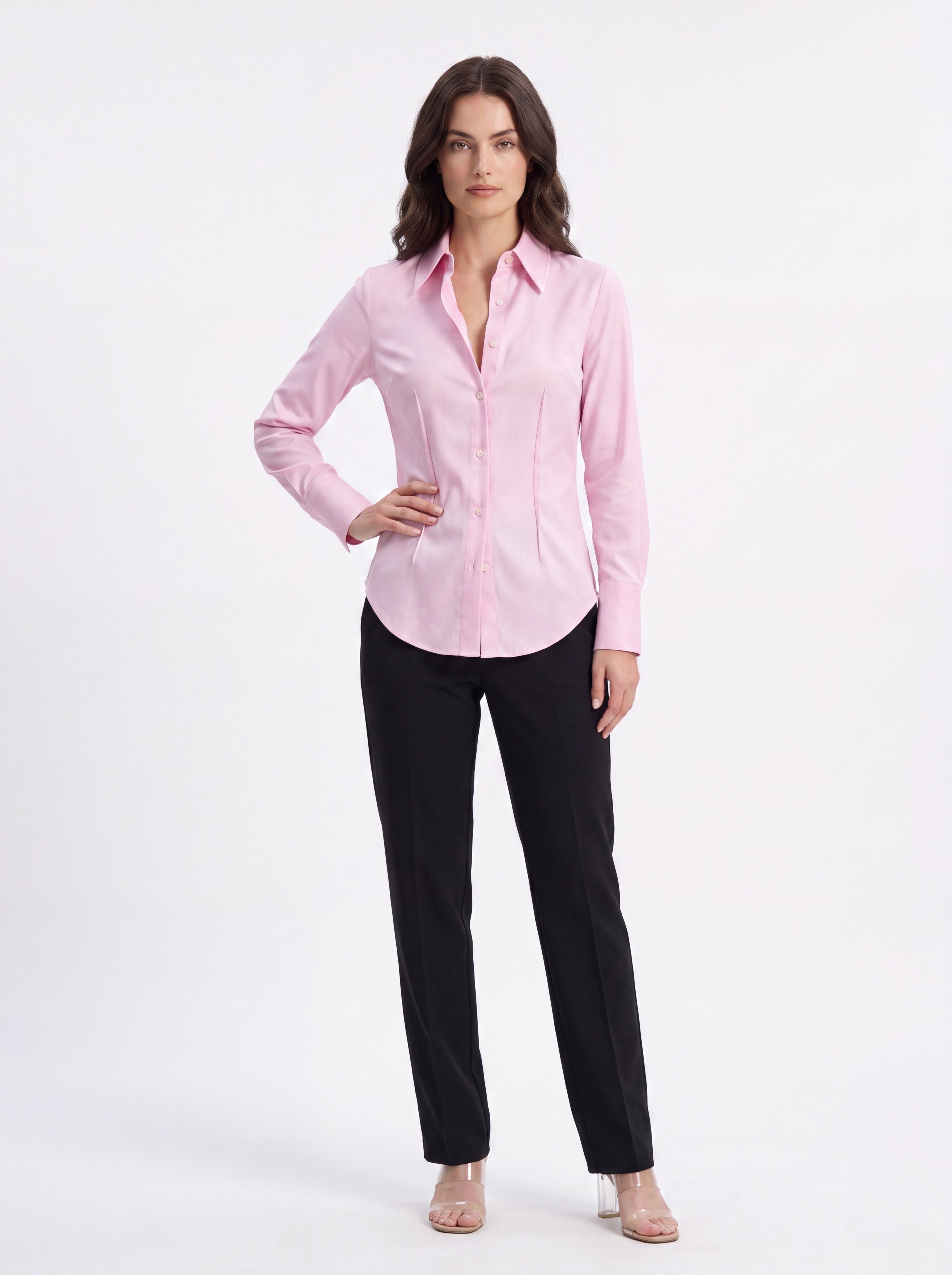 Women's Blush Pink Formal Shirt | Premium European Tailored Office Shirt