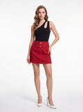 Women's Red High-Waisted Mini Skirt | Premium European A-Line Skirt