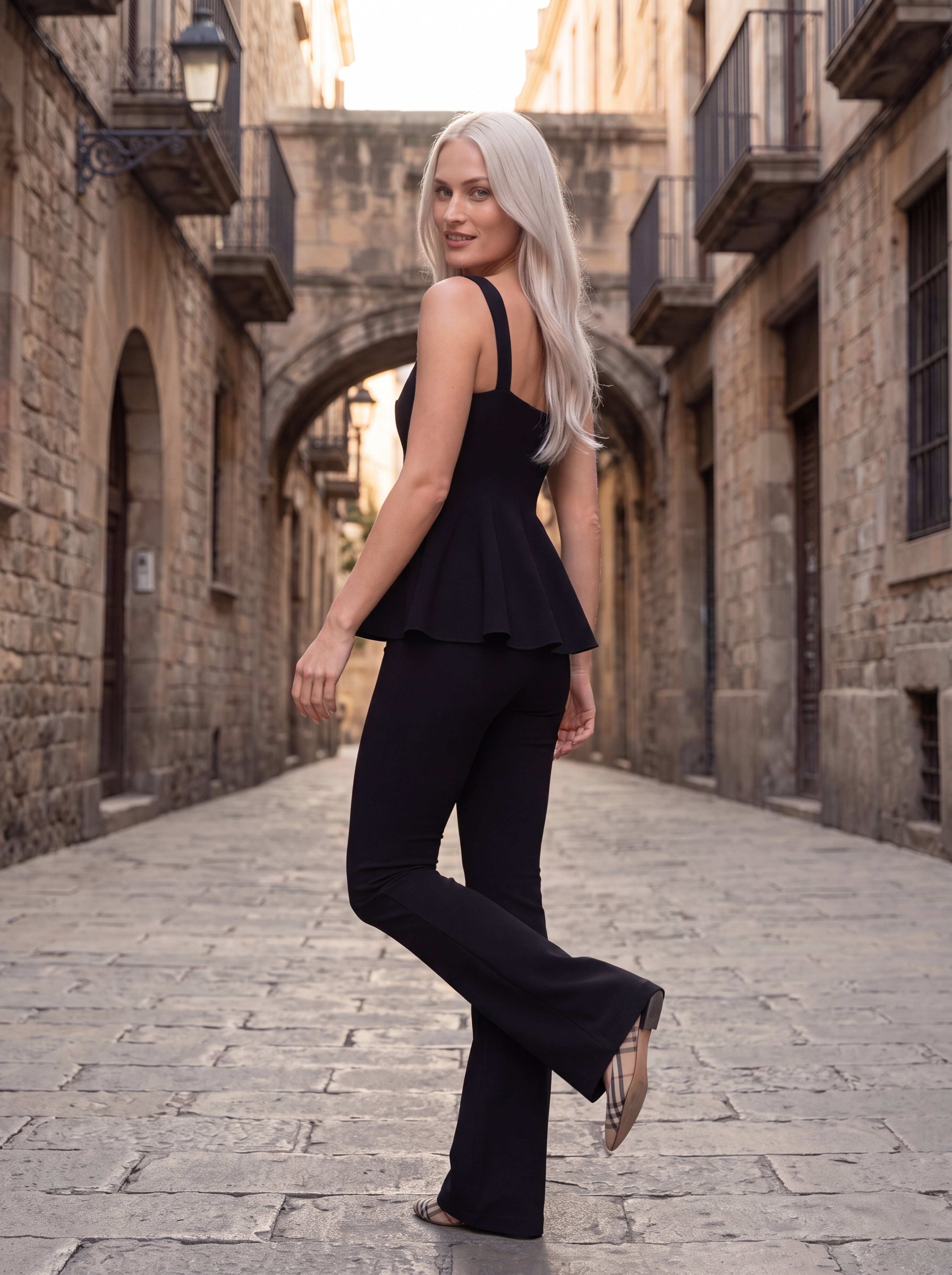 Women's Black High-Waisted Slim Flare Tailored Pants – Premium European Bootcut Formal Trousers