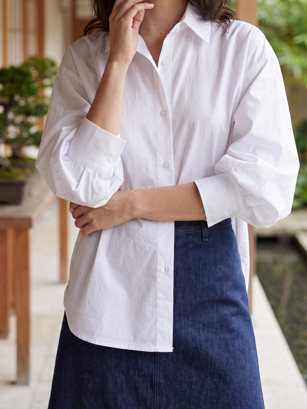 Women's White Oversized Cotton Shirt | Classic Relaxed Fit Button-Down Shirt