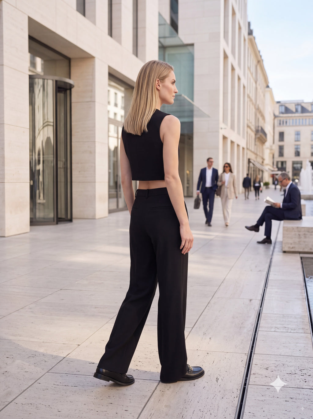 Women's Black Pair Collection | Premium European Women's Waistcoat & Wide-Leg Trouser Pair