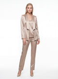 Champagne Satin Three-Piece Pantsuit Set
