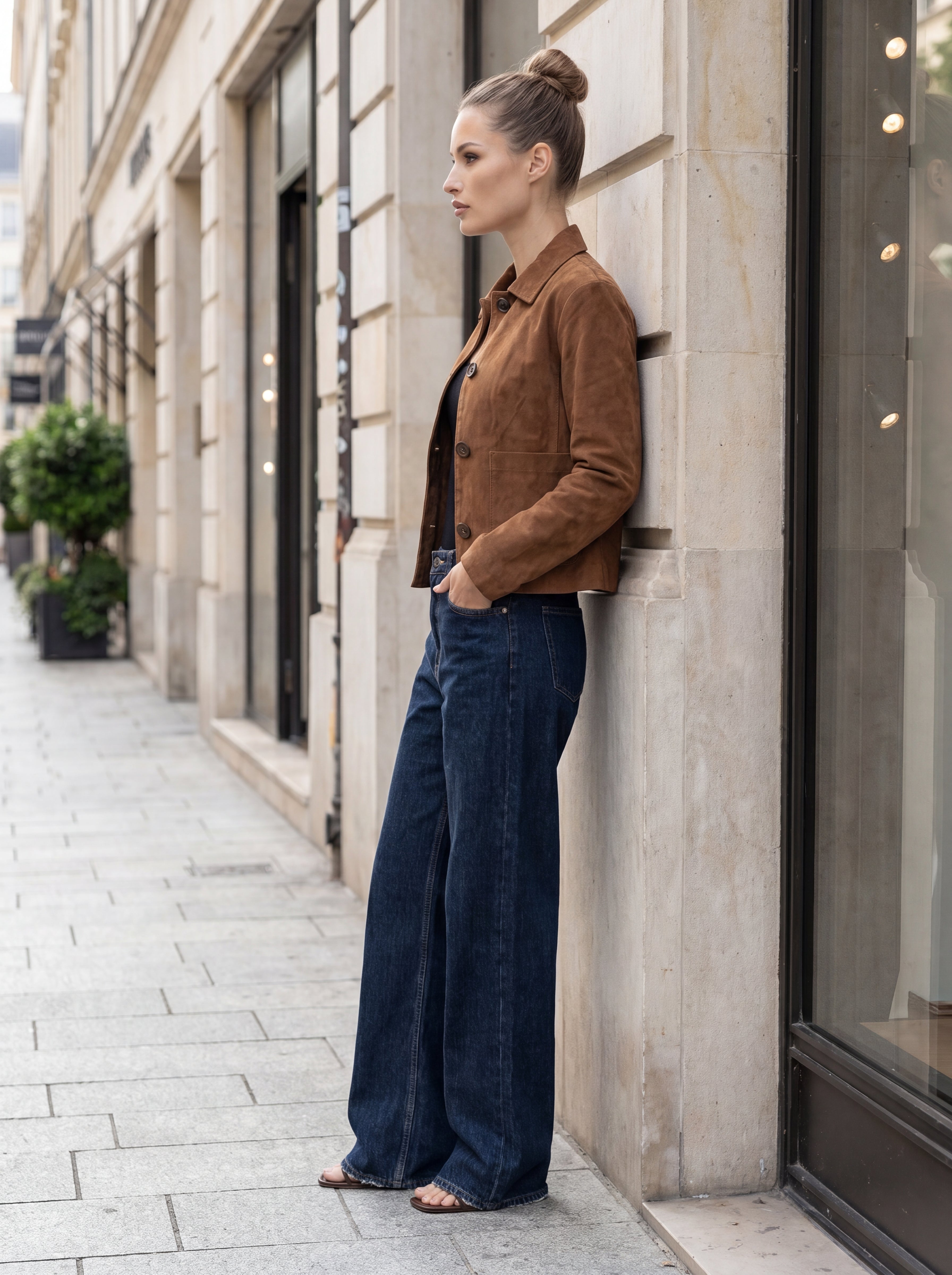 Women's Mocha Brown Premium Cropped Jacket