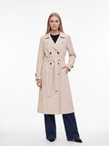 Women's Double-Breasted Belted Trench Blazer – Beige