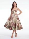 Vintage Floral Sweetheart Midi Dress