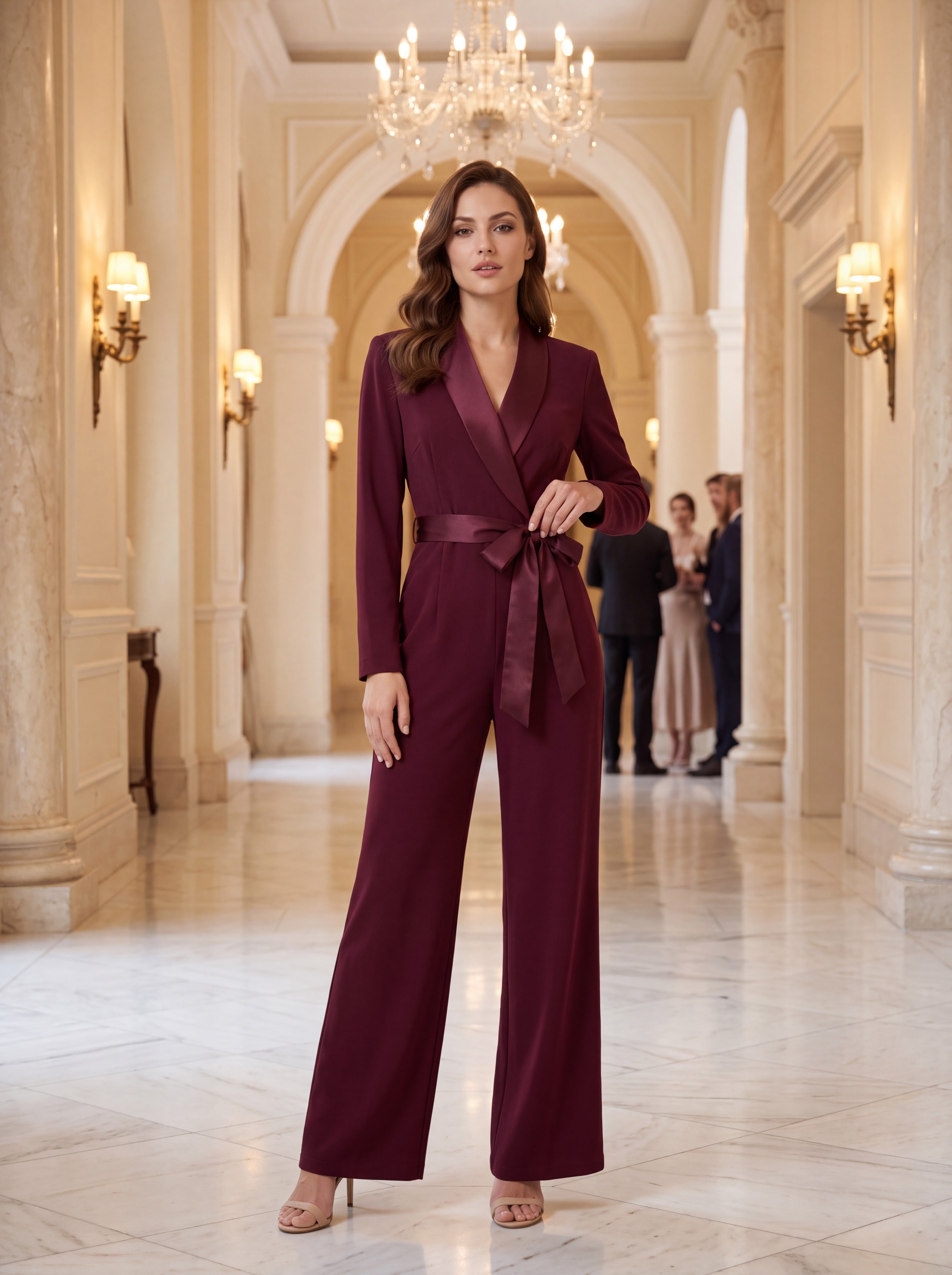 Burgundy Wrap Belted Jumpsuit