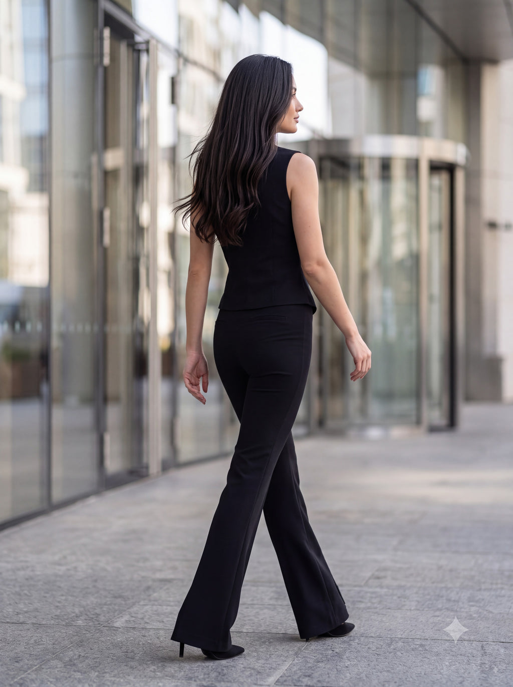 Women's Black Tailored Vest & Flared Trousers Pair Collection | Premium European Women's Pair