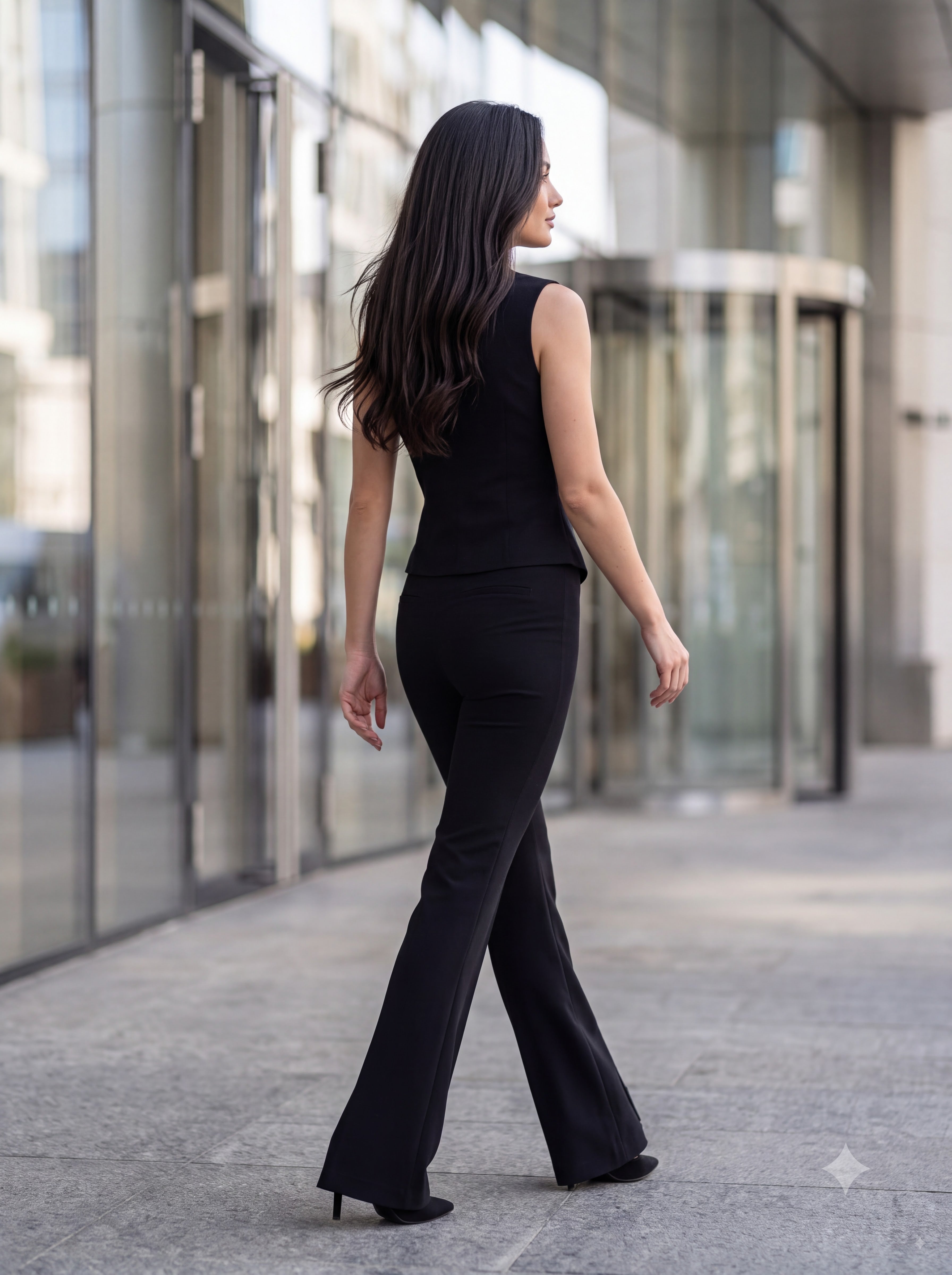 Women's Black Tailored Vest & Flared Trousers Pair Collection | Premium European Women's Pair