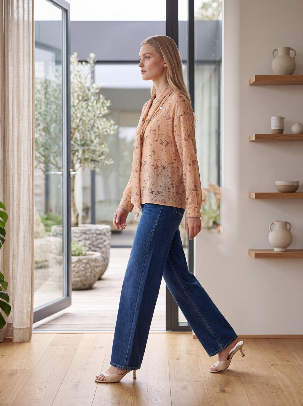 Women's Floral Tie-Neck Blouse | Premium European Women's Printed Top